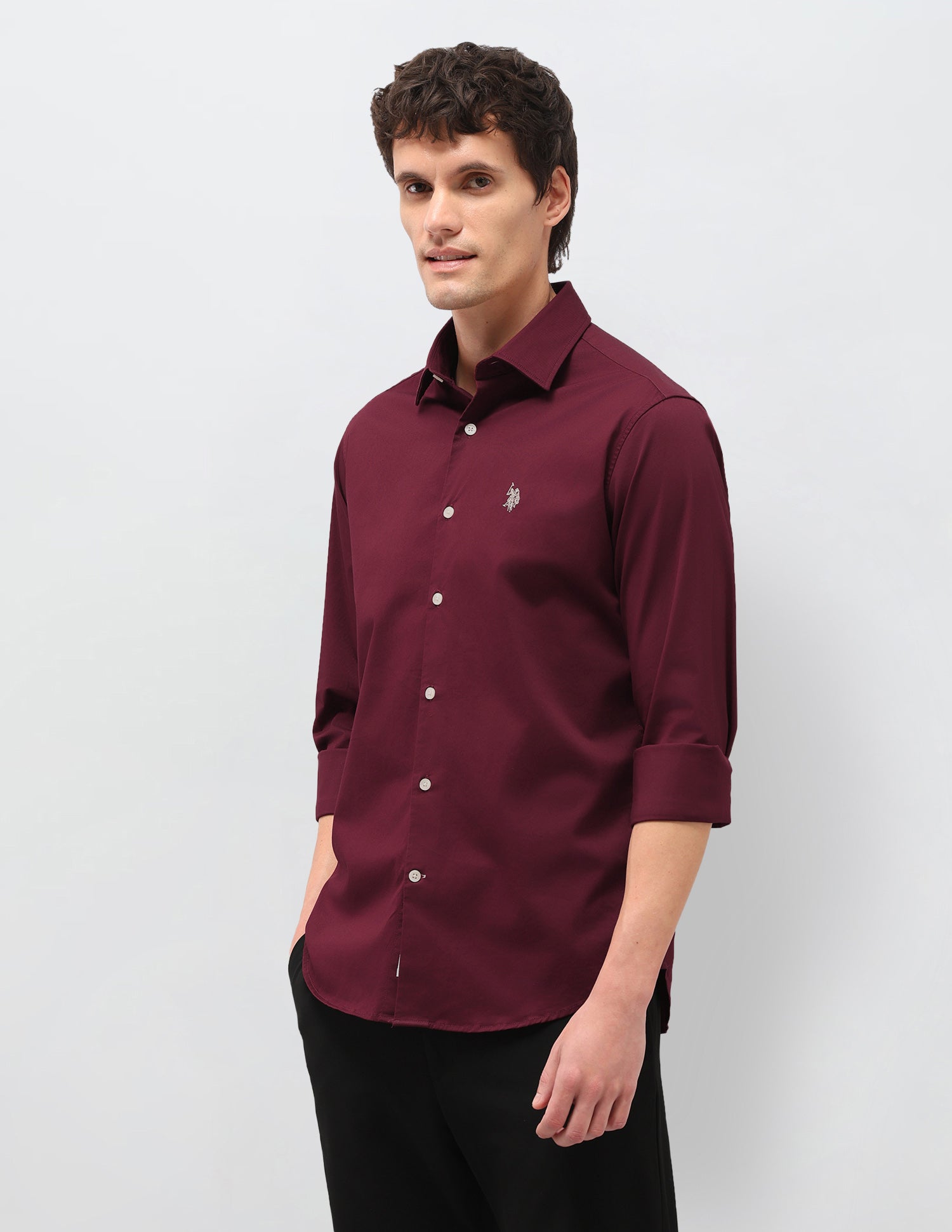Twill Solid Shirt Maroon - U.S. Polo Assn. India | Large