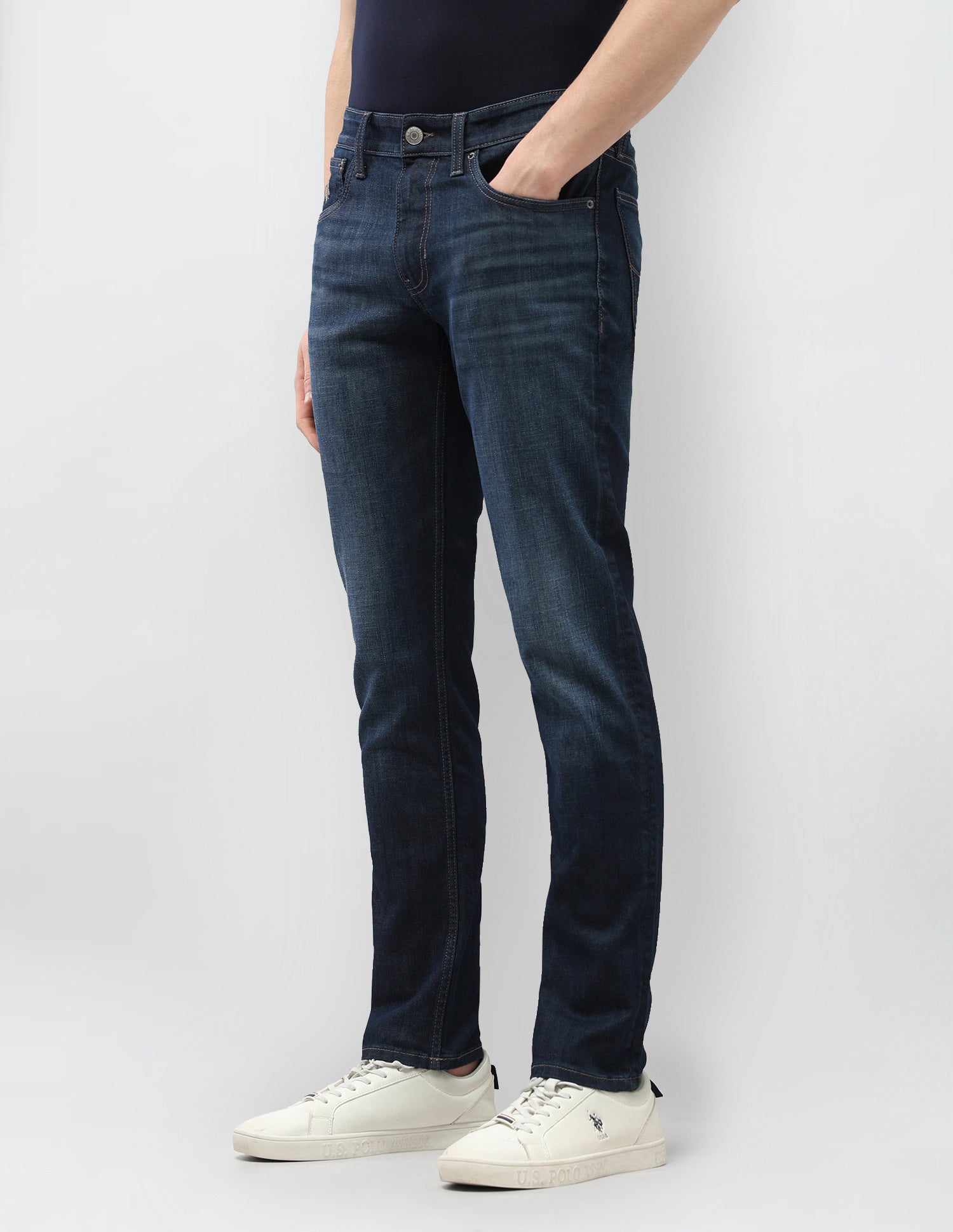 Brandon Slim Tapered Fit Blue Jeans Dark Blue - U.S. Polo Assn. India | Large