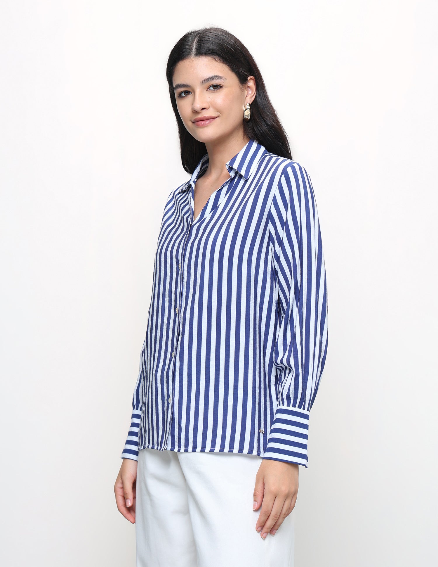 Vertical Striped Regular Fit Shirt Blue - U.S. Polo Assn. India | Large