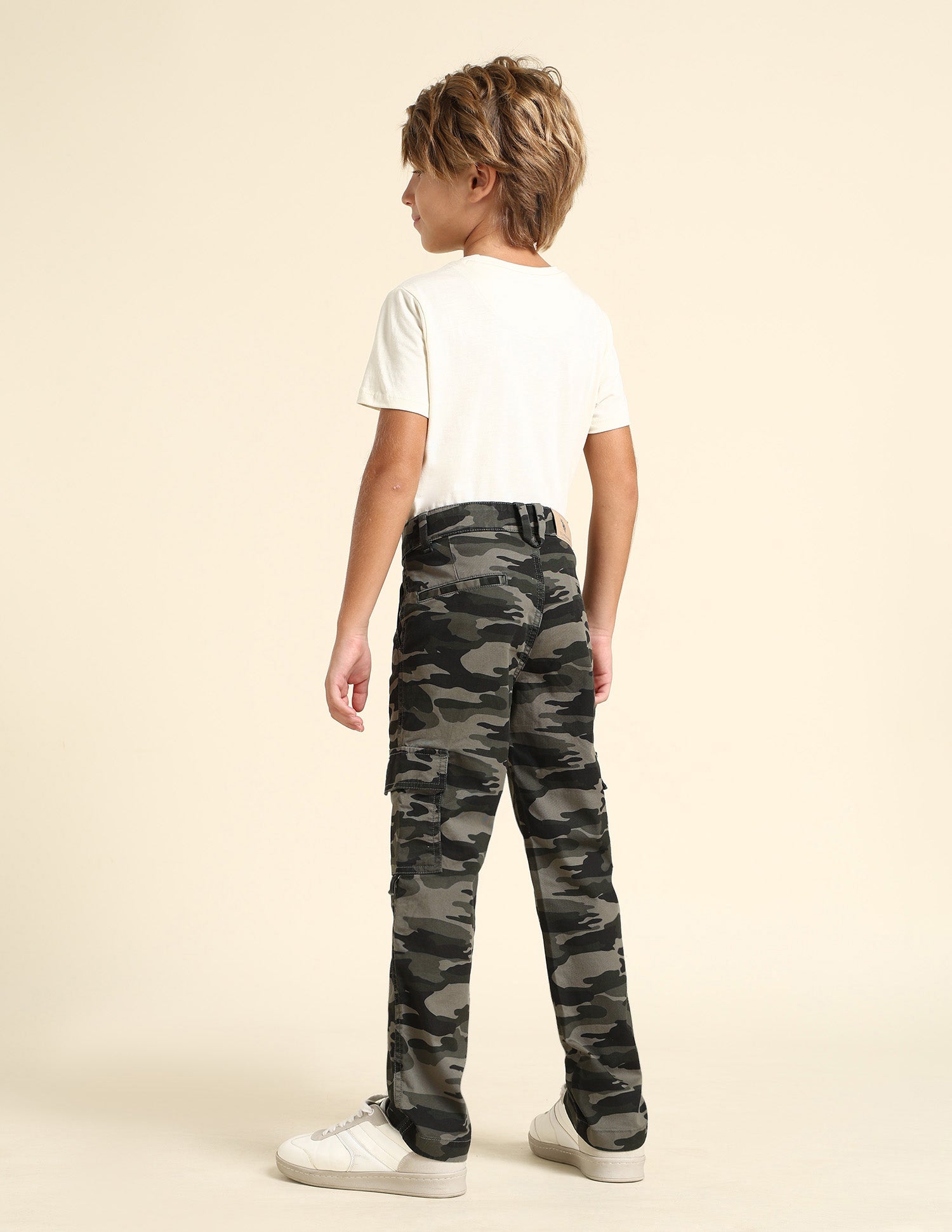 Boys Camouflage Printed Regular Fit Cargos Olive - U.S. POLO ASSN. | Large