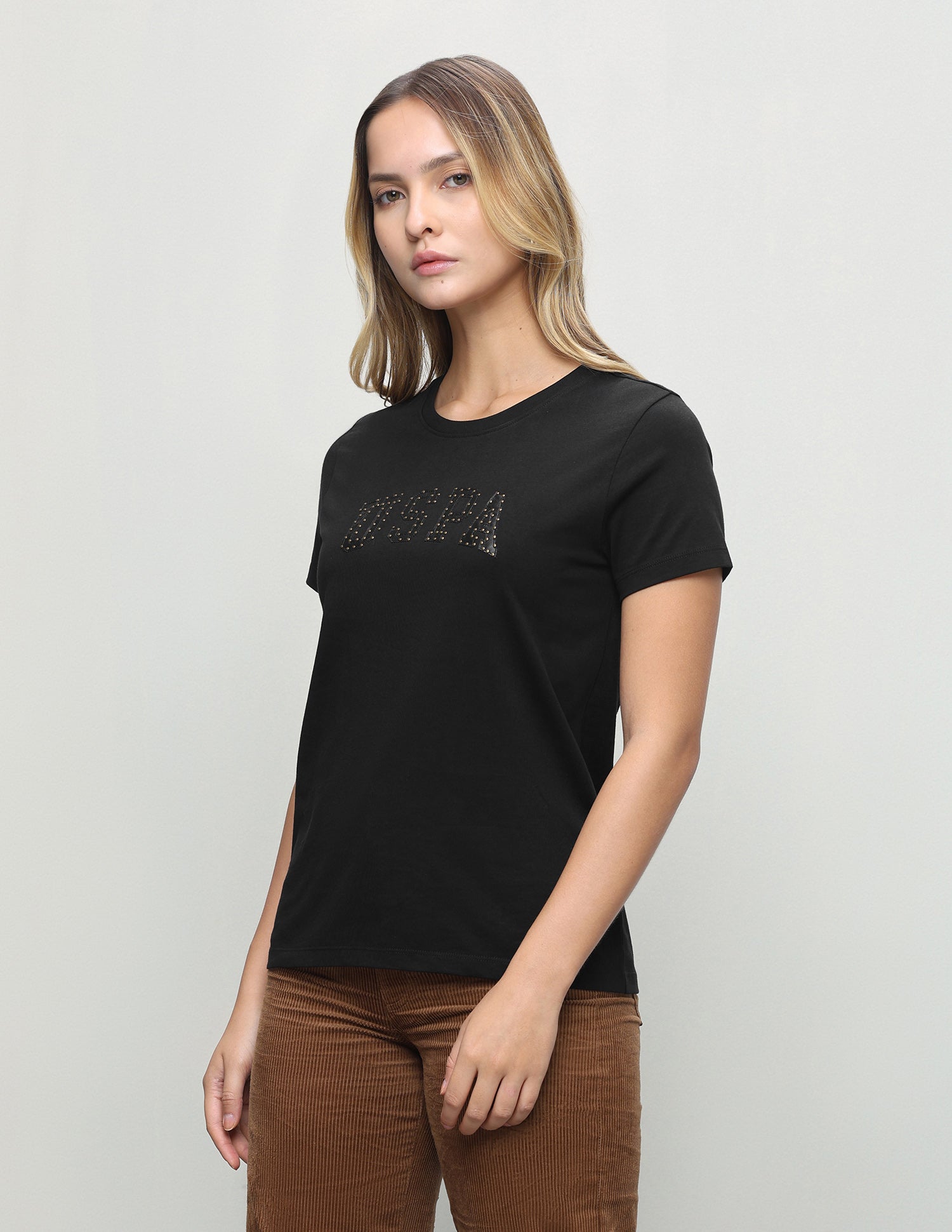Brand Embellished Regular Fit T-Shirt Black - U.S. Polo Assn. India | Large