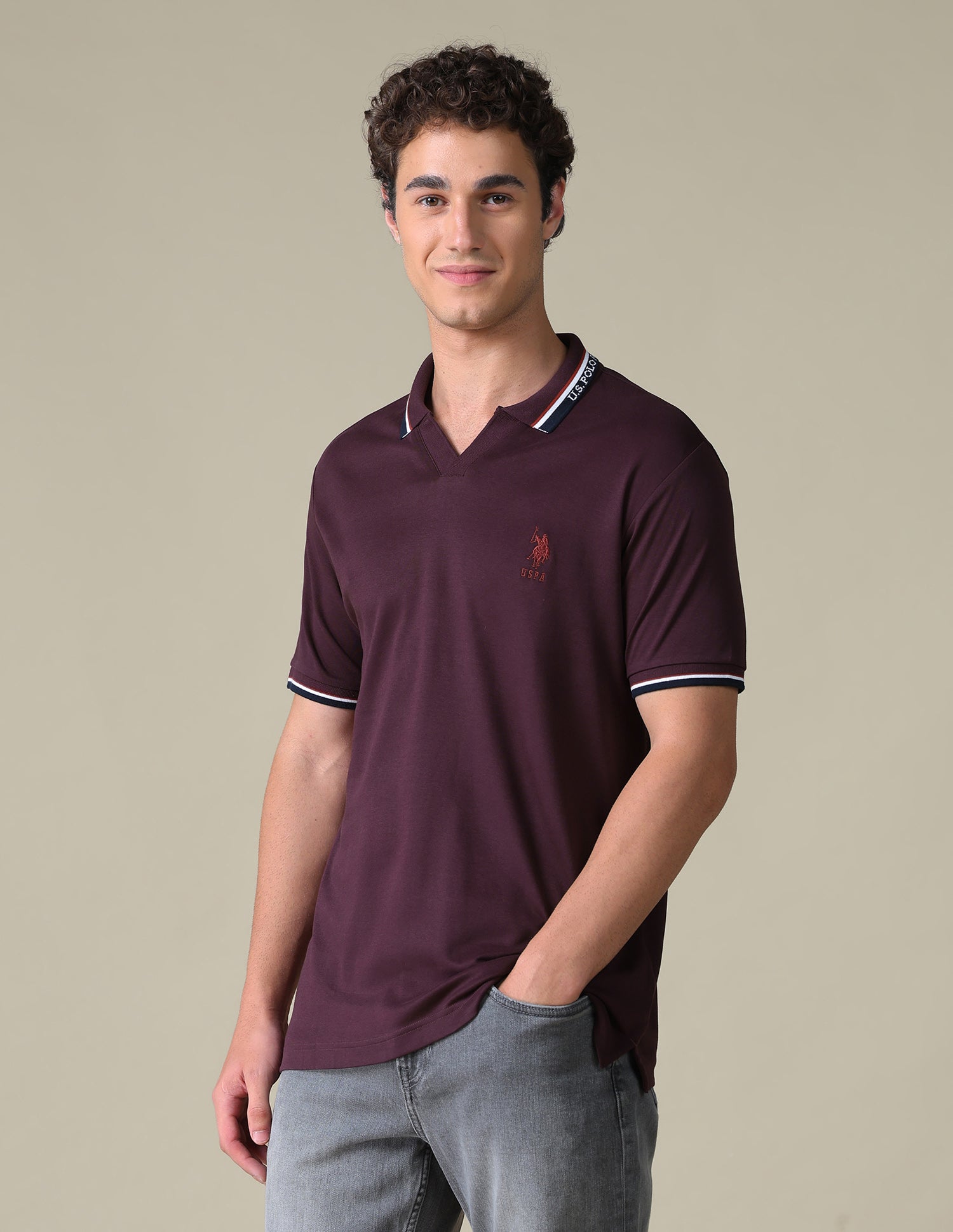 Regular Fit Solid Polo Shirt Purple - U.S. Polo Assn. India | Large