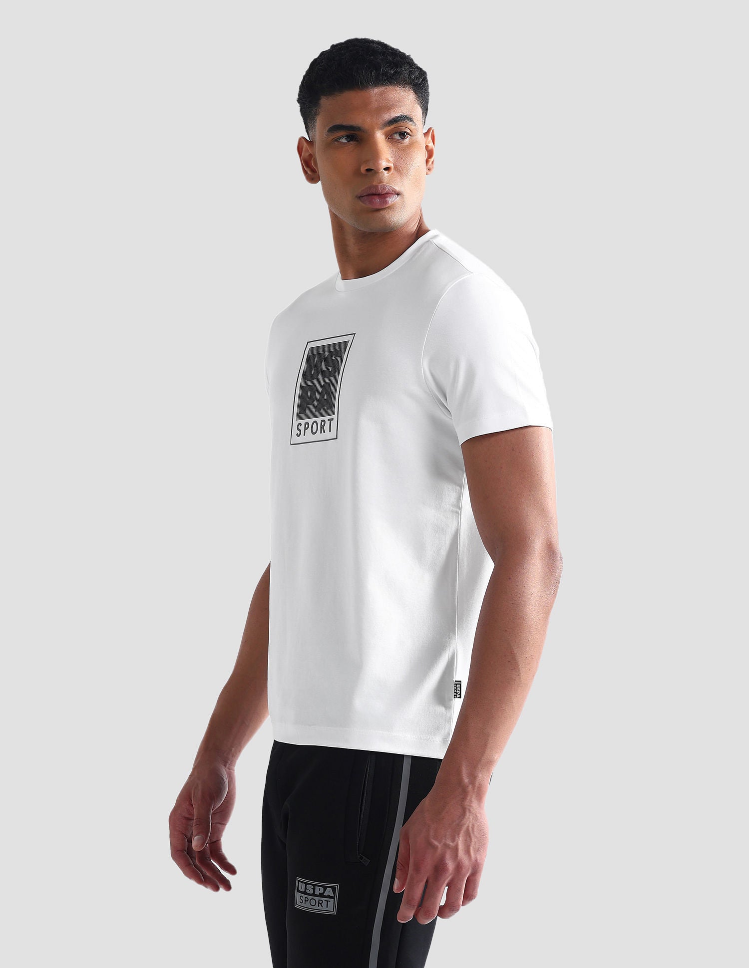 Brand Print Cotton Blend T-Shirt White - U.S. Polo Assn. India | Large