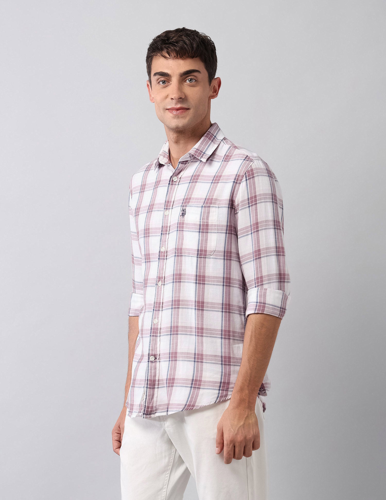 Tartan Checked Pure Cotton Shirt White - U.S. Polo Assn. India | Large