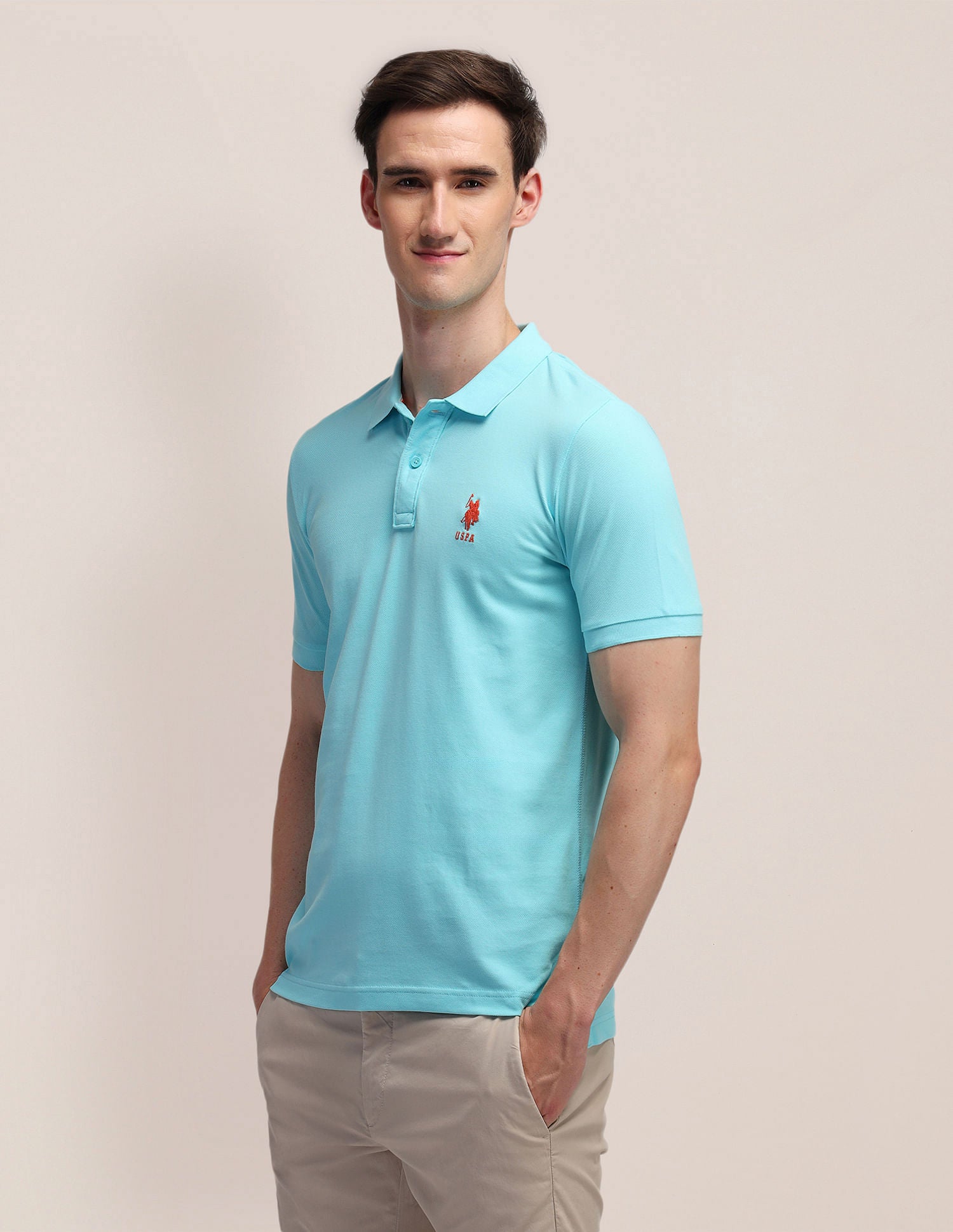 Solid Slim Fit Polo Shirt Blue - U.S. POLO ASSN. | Large