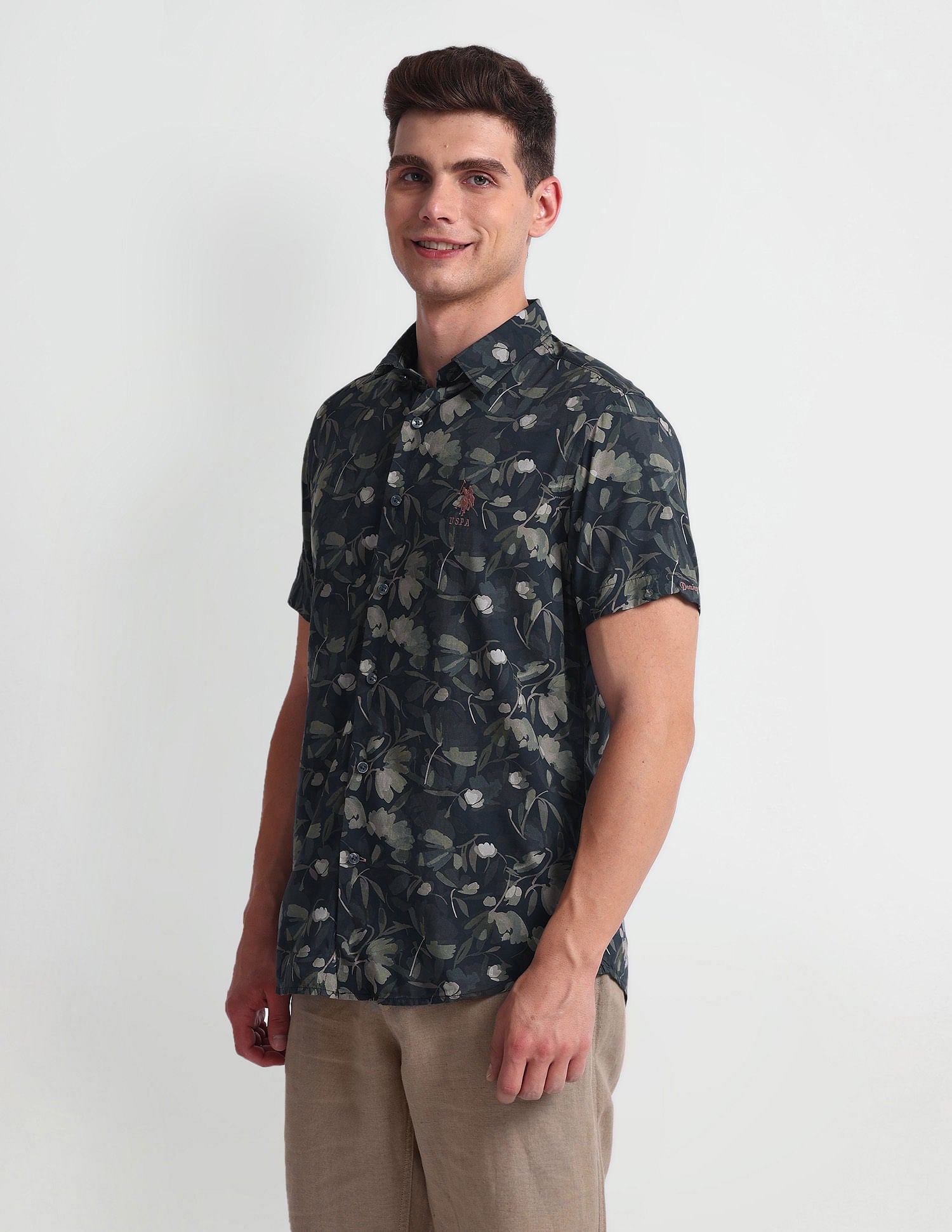 Floral Print Slim Fit Shirt Navy - U.S. POLO ASSN. | Large