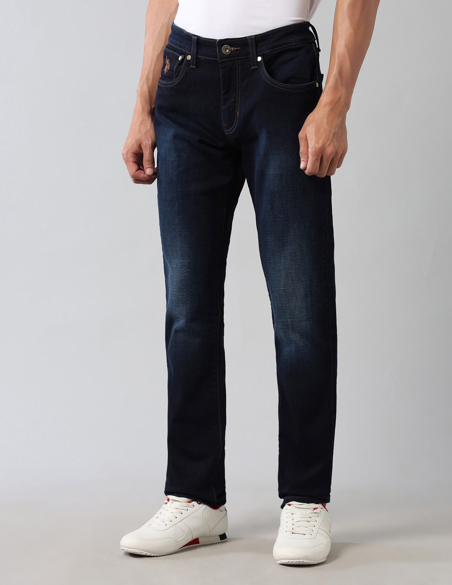 Brandon Slim Tapered Fit Blue Ultra Soft Jeans Dark Wash - U.S. Polo Assn. India | Large