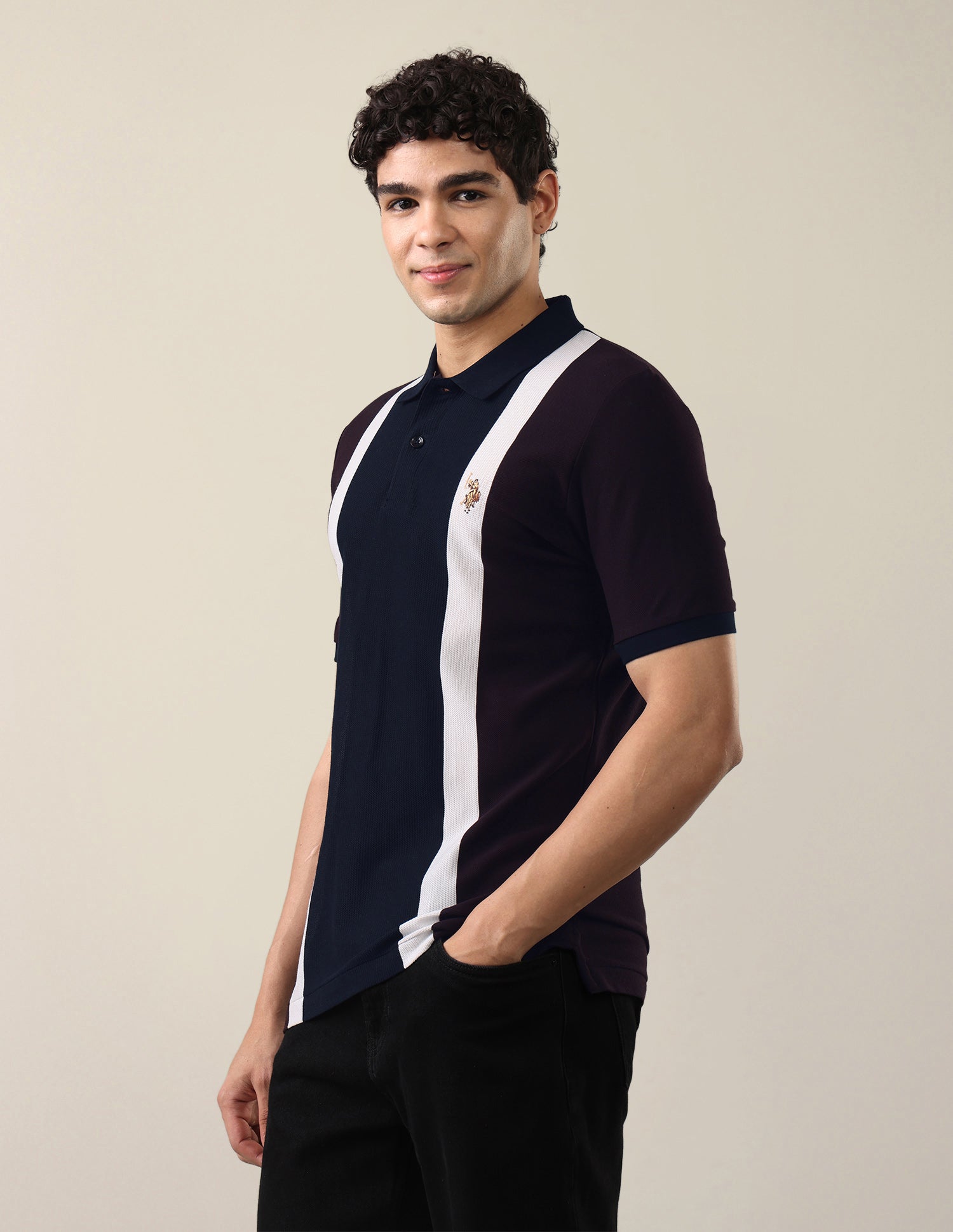 Vertical Striped Slim Fit Polo Shirt Navy - U.S. Polo Assn. India | Large