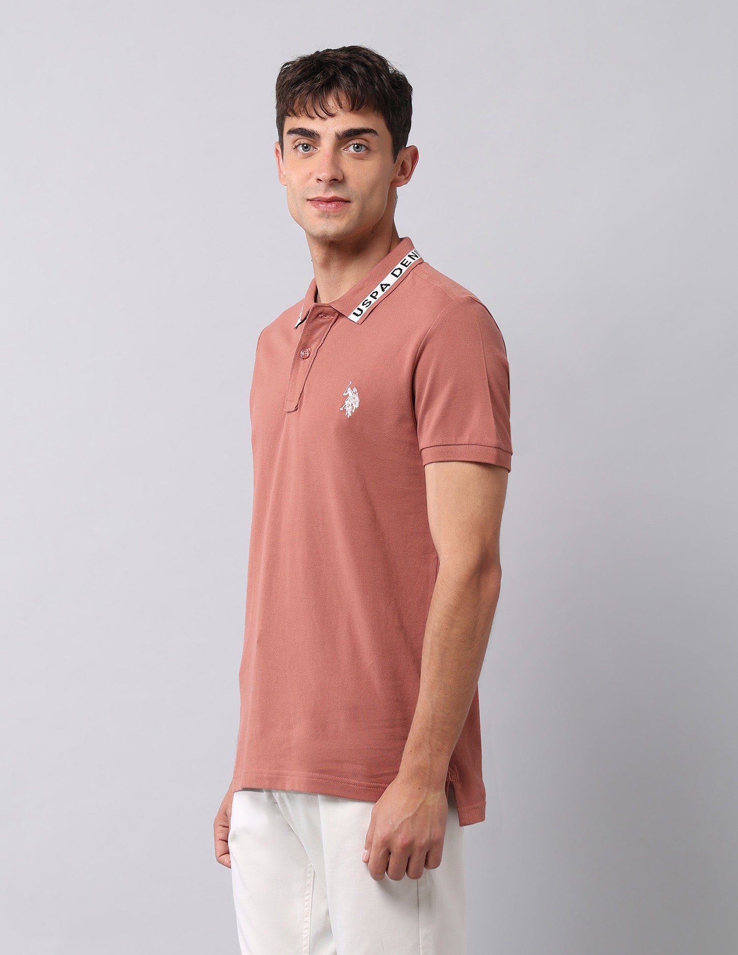 Muscle Fit Pure Cotton Polo Shirt Peach - U.S. Polo Assn. India | Large