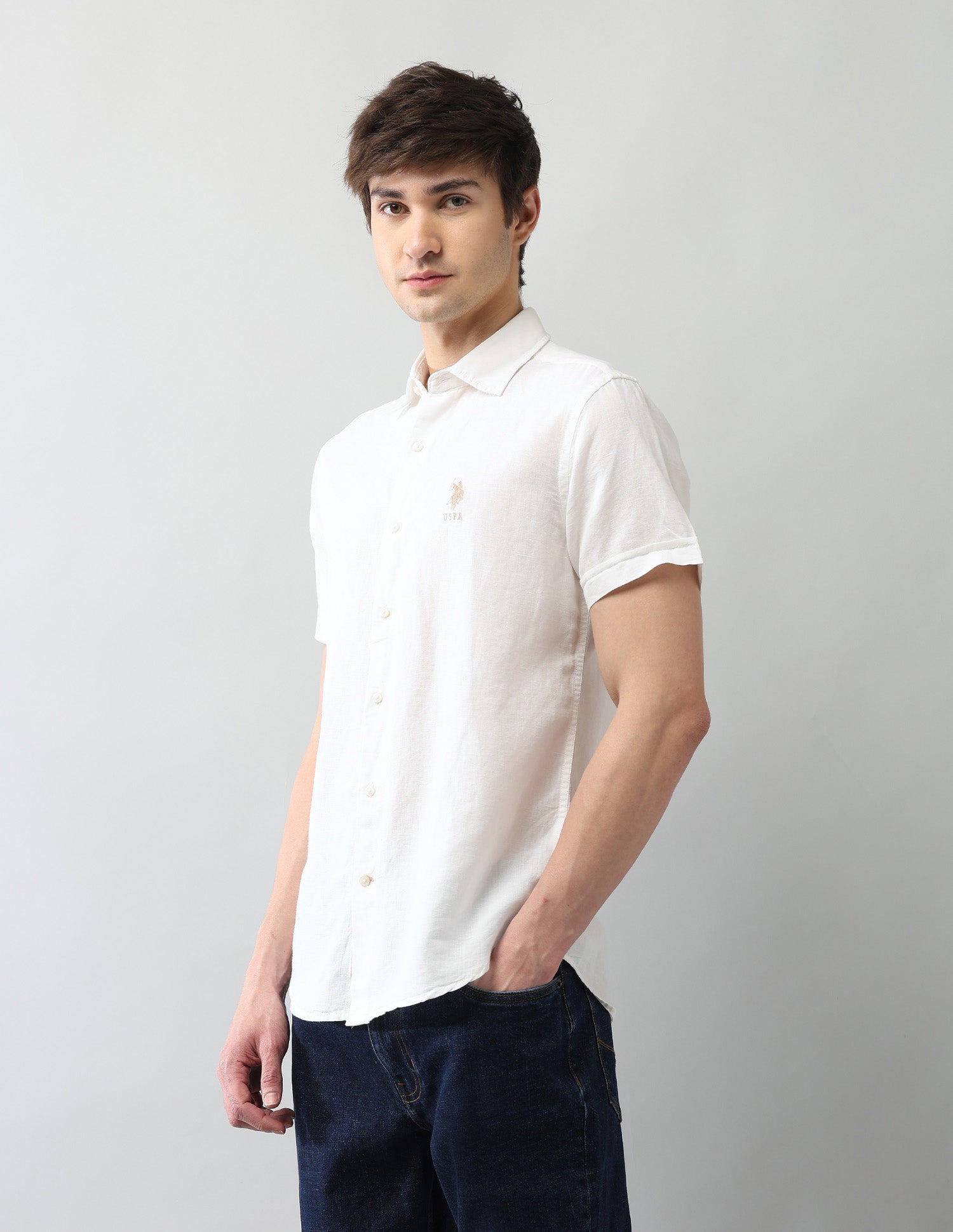 Solid Regular Fit Poplin Shirt White - U.S. Polo Assn. India | Large