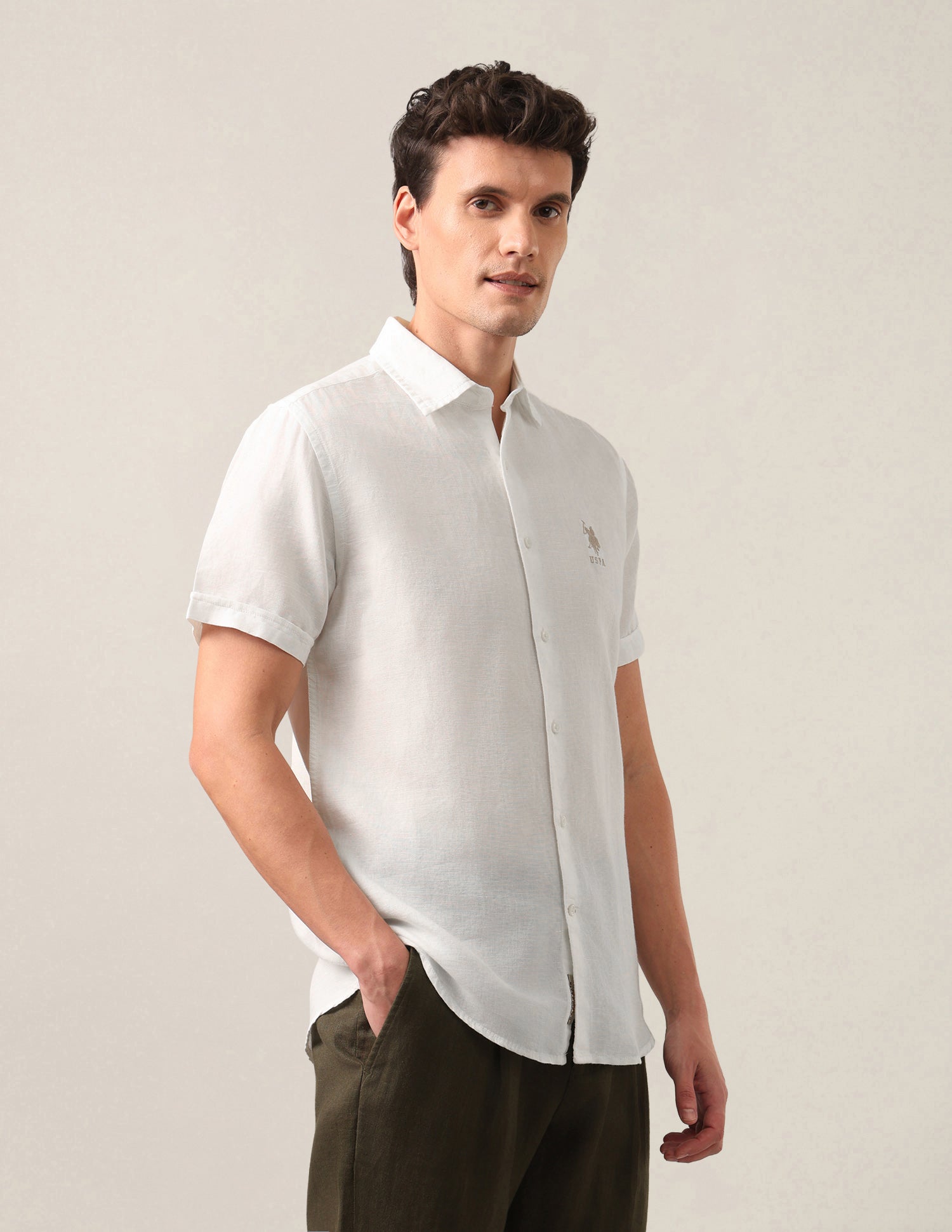 Solid Regular Fit Shirt White - U.S. Polo Assn. India | Large