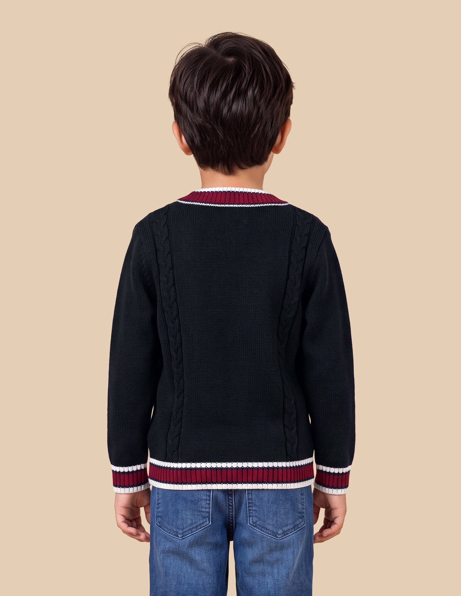 Cable Patterned Knit Regular Fit Sweater Black - U.S. Polo Assn. India | Large