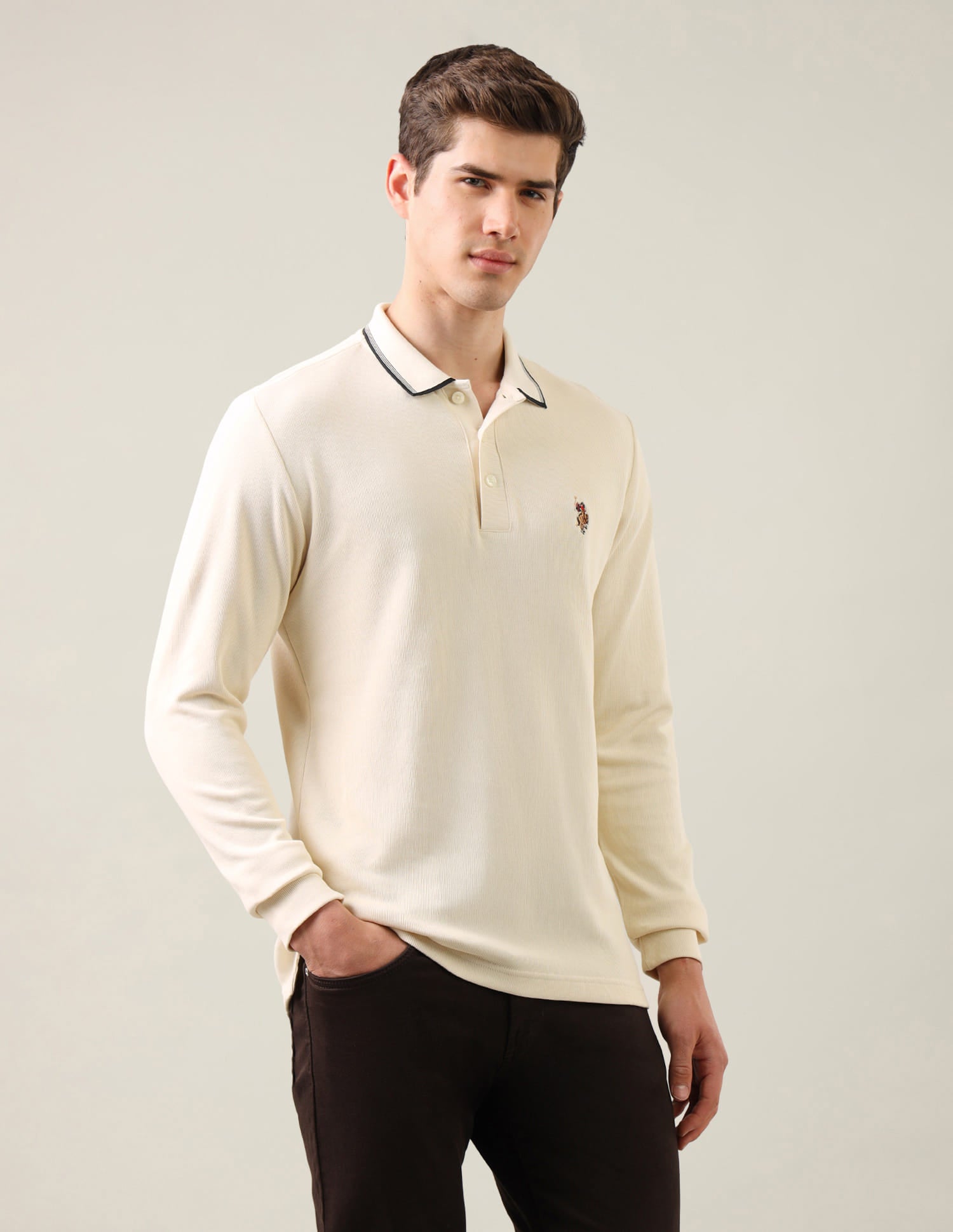 Solid Slim Fit Polo Shirt White - U.S. Polo Assn. India | Large