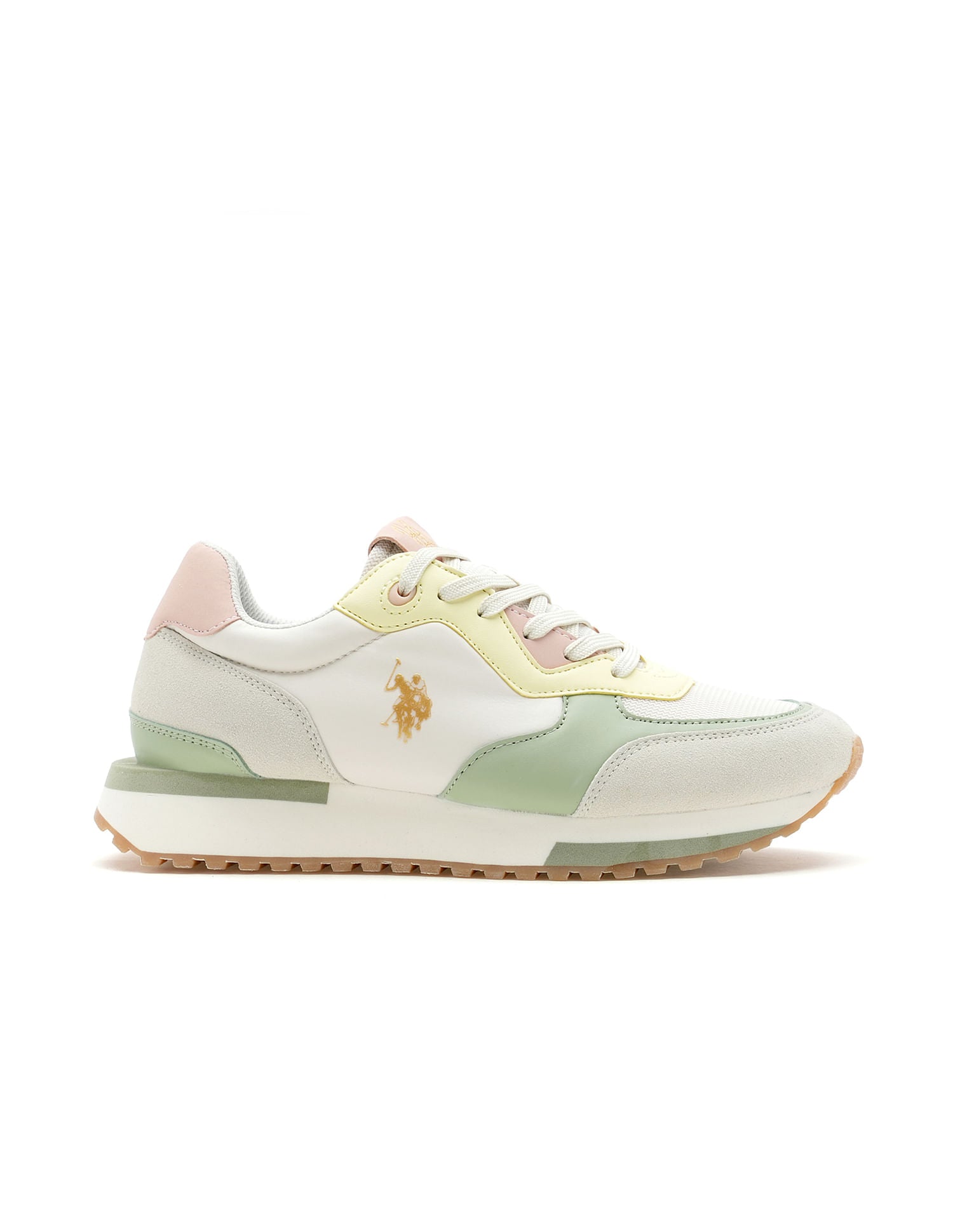 Women Cleo Suede Sneakers Green, Yellow and Peach - U.S. Polo Assn. India | Large