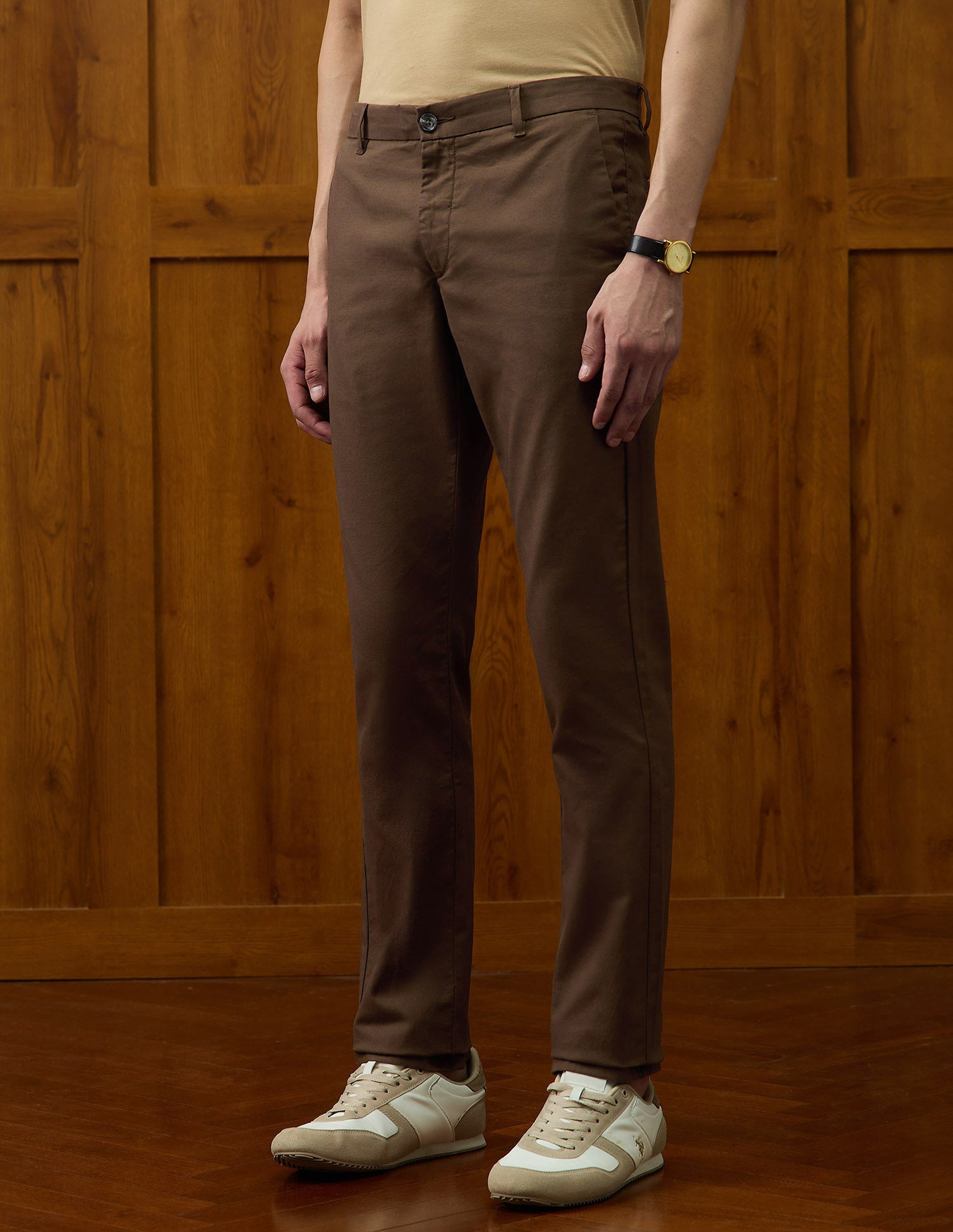 Denver Slim Fit Varsity Theatre Trousers Brown - U.S. POLO ASSN. | Large