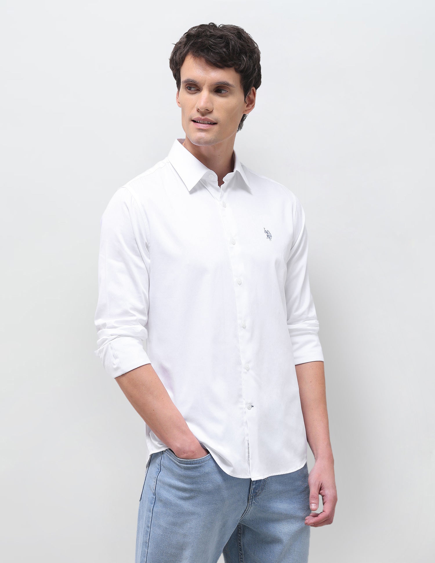 Satin Solid Shirt White - U.S. Polo Assn. India | Large