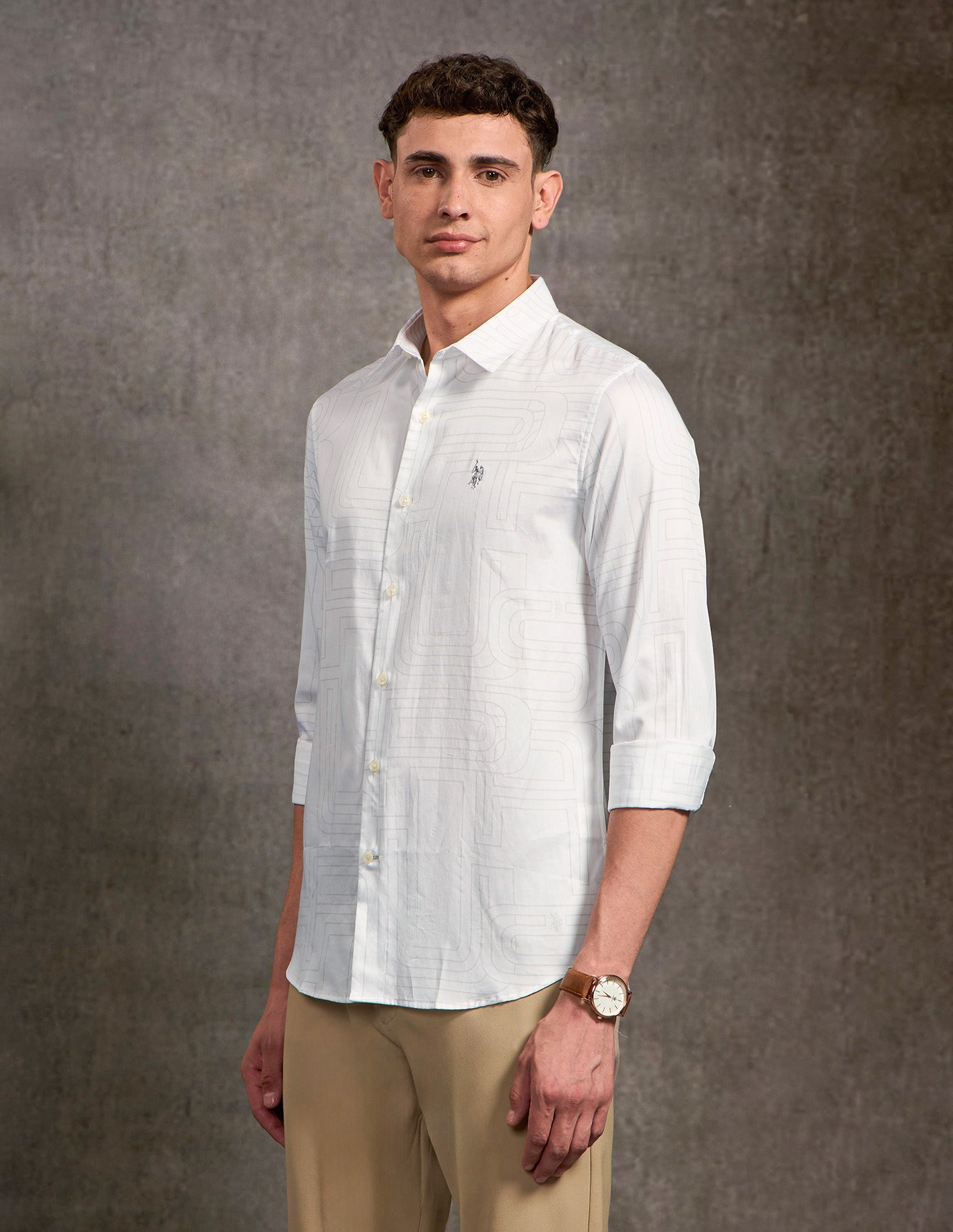 Brand Printed Black & Gold Shirt White - U.S. POLO ASSN. | Large