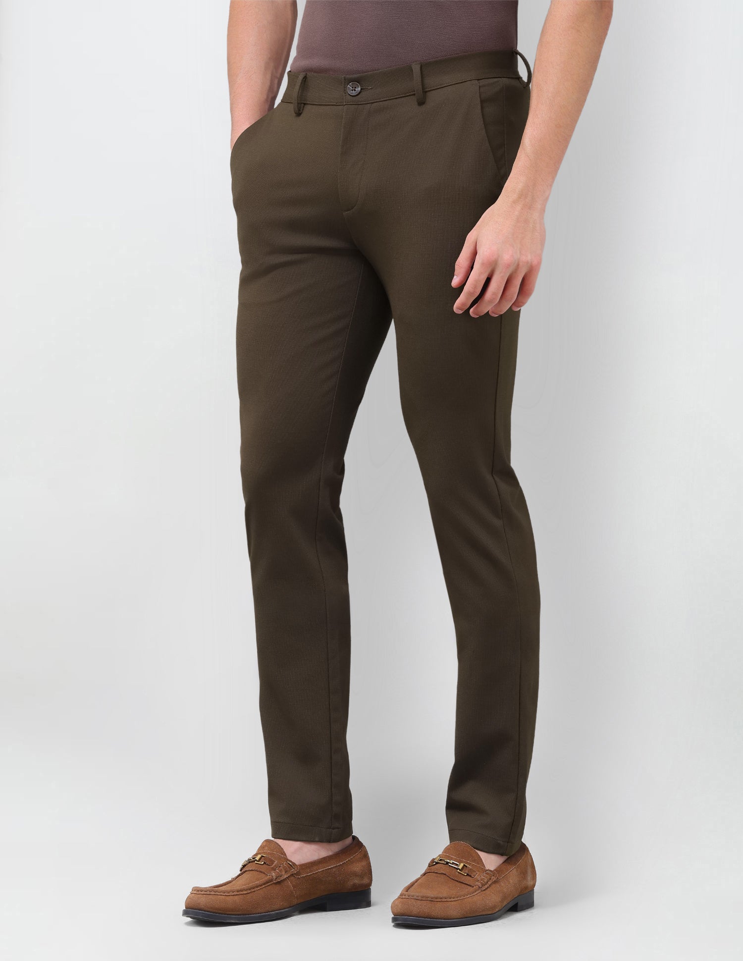 Austin Slim Fit Mid Rise Trousers Brown - U.S. Polo Assn. India | Large