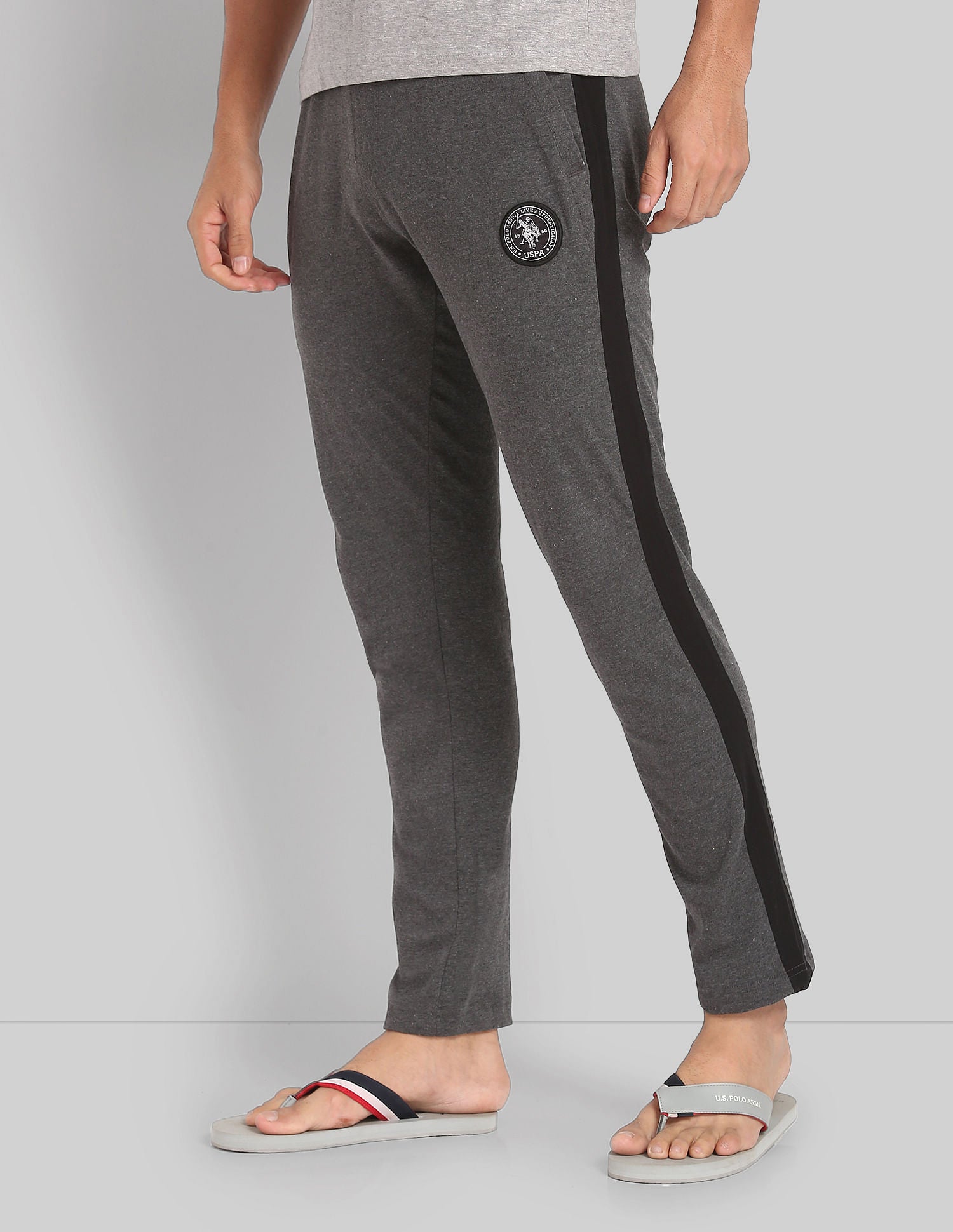 Comfort Fit Cotton Polyester I669 Lounge Track Pants - Pack Of 1 Charcoal - U.S. POLO ASSN. | Large