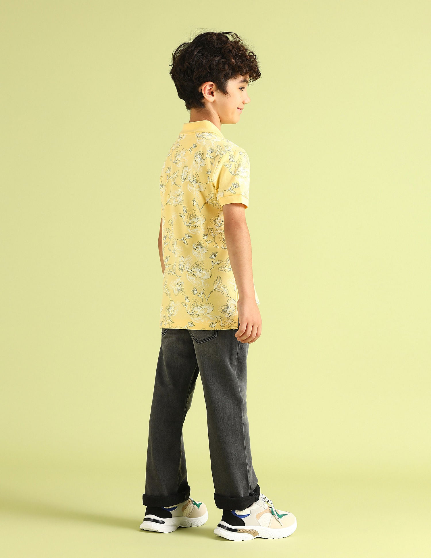 Boys Printed Cotton Polo Shirt Light Yellow - U.S. Polo Assn. India | Large