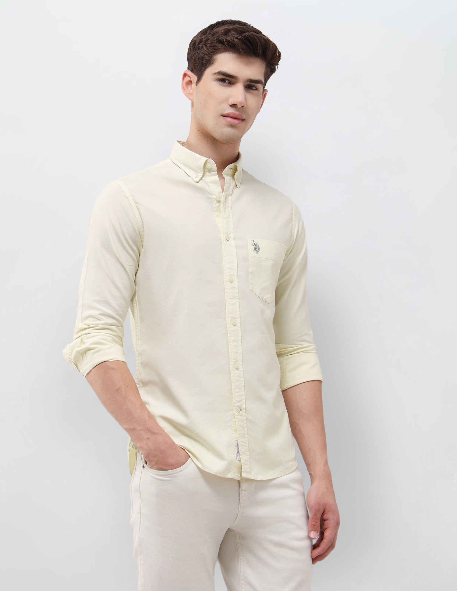 Oxford Tailored Fit Shirt Yellow - U.S. Polo Assn. India | Large
