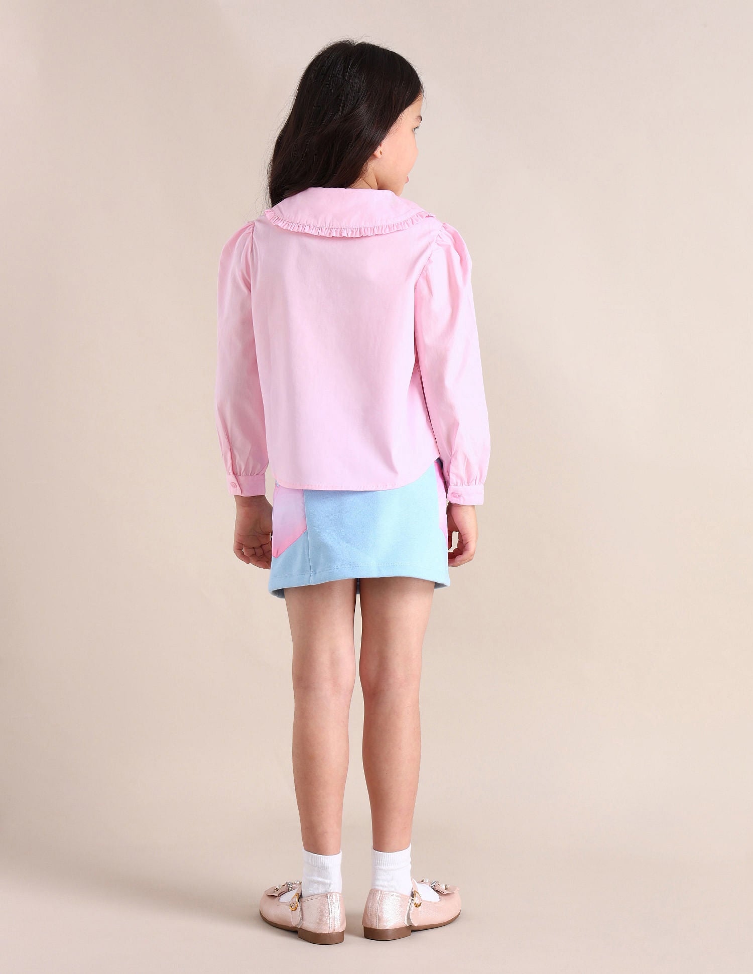 Girls Peter Pan Collar Regular Top Light Pink - U.S. POLO ASSN. | Large