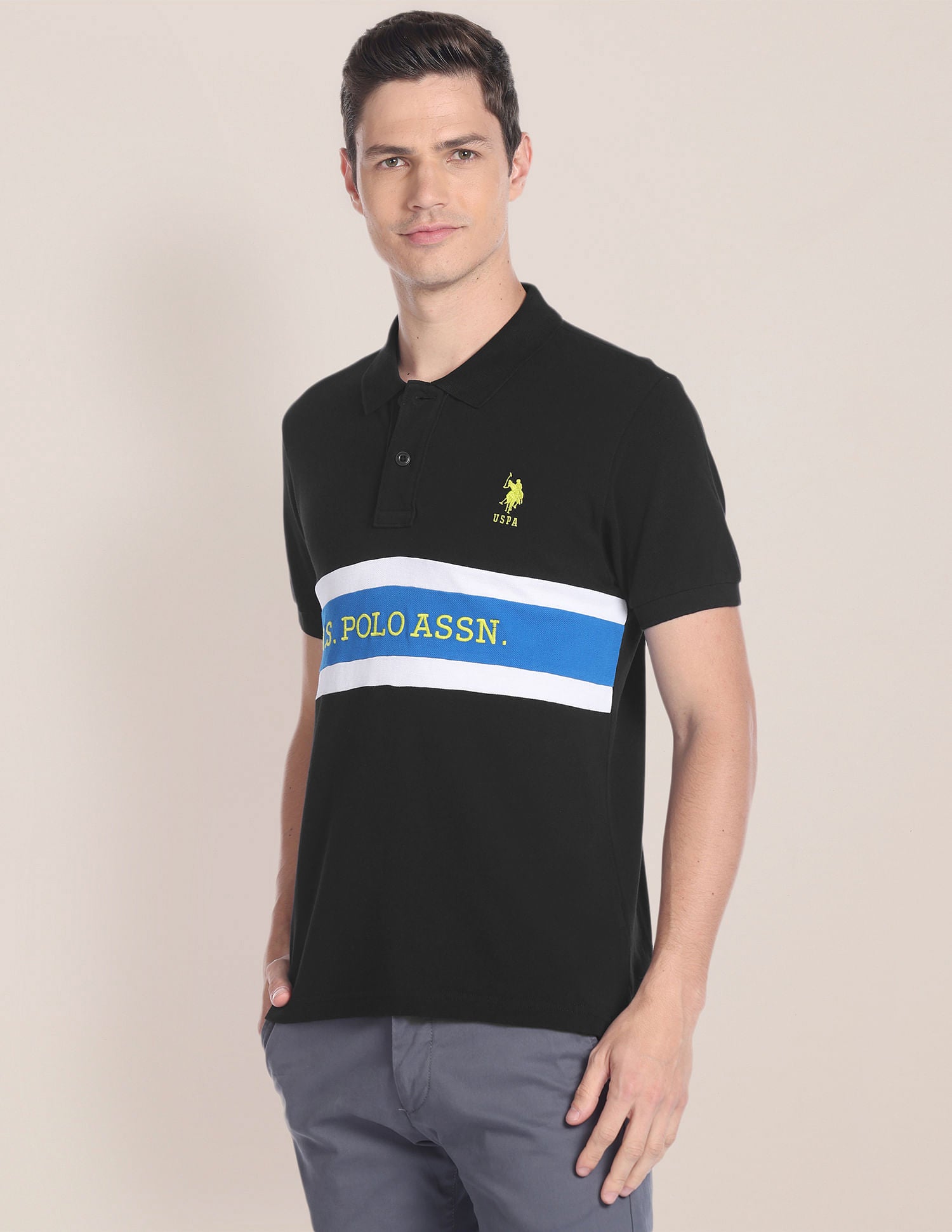 Brand Embroidered Slim Fit Polo Shirt Black - U.S. POLO ASSN. | Large