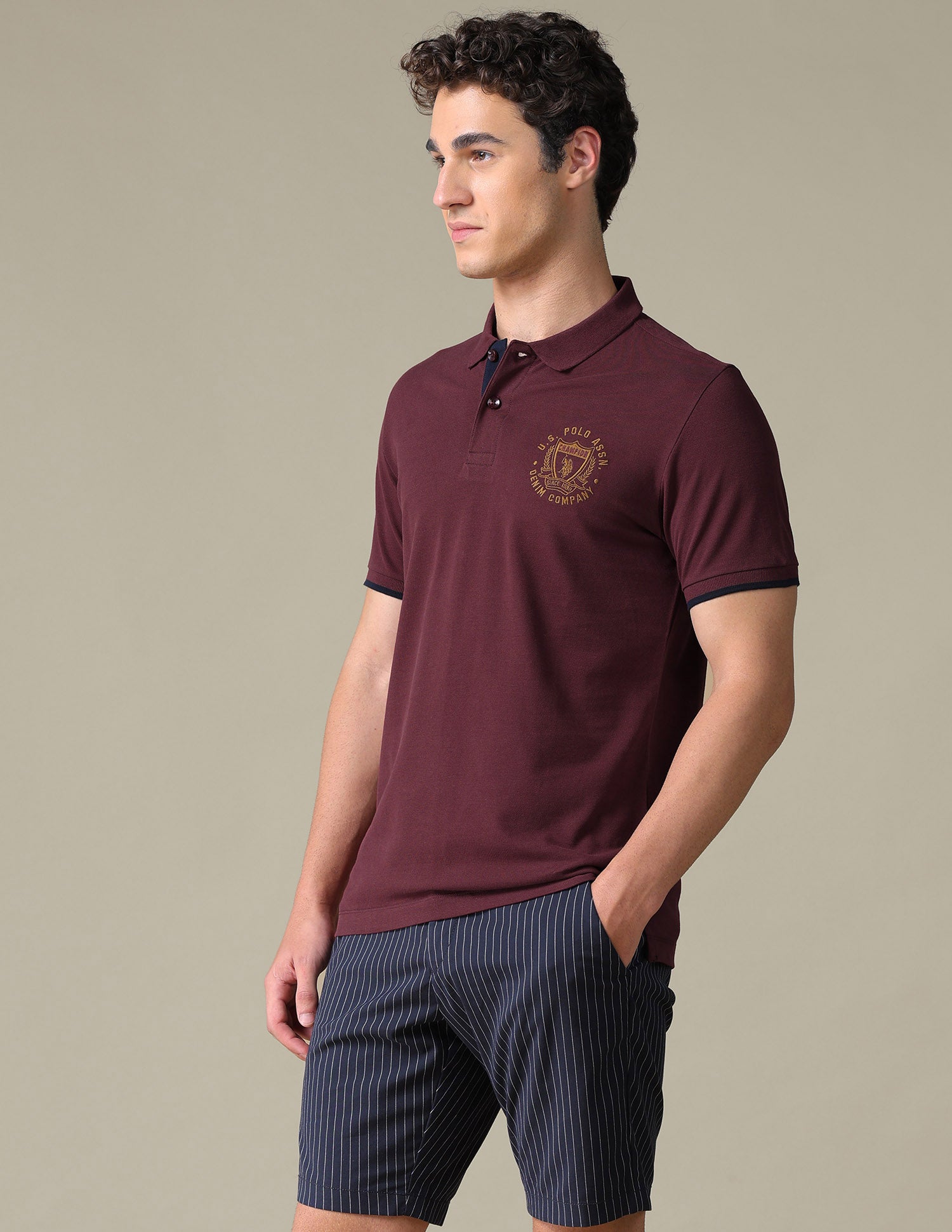 Solid Slim Fit Polo Shirt Maroon - U.S. Polo Assn. India | Large