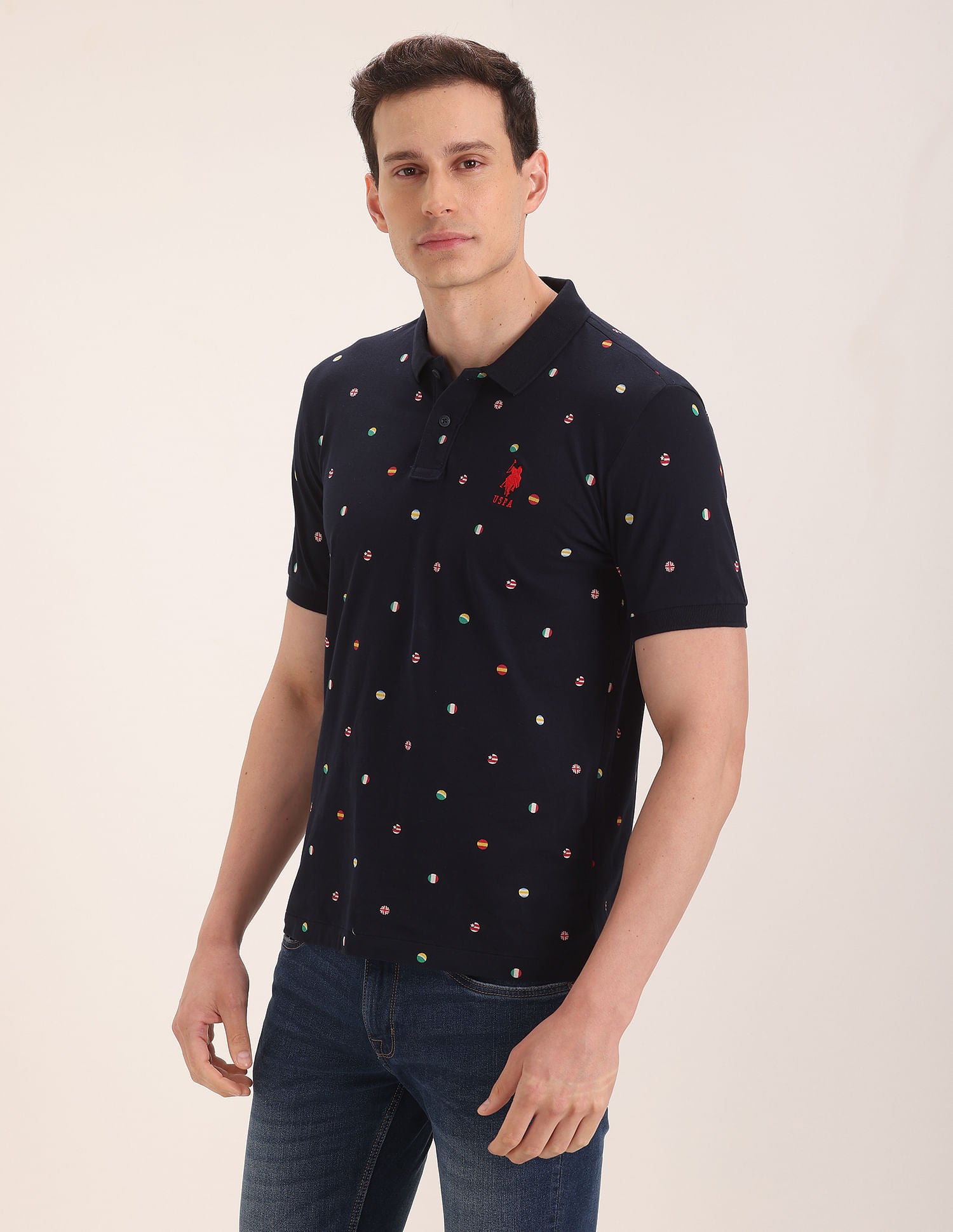 Flag Print Polo Shirt Navy - U.S. Polo Assn. India | Large