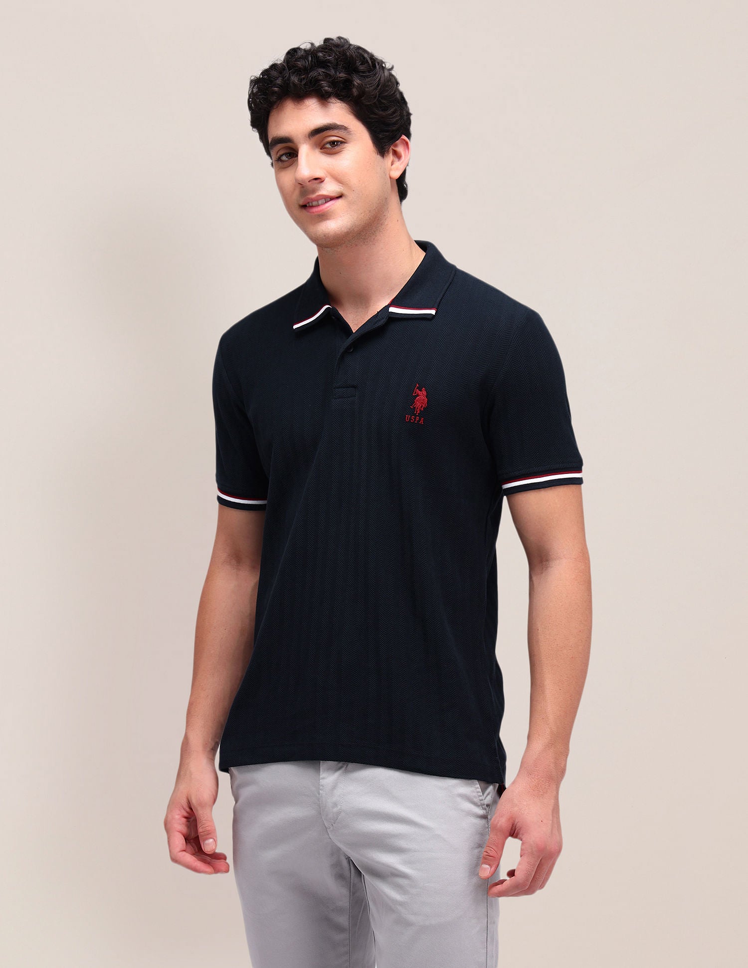 Solid Slim Fit Polo Shirt Navy - U.S. POLO ASSN. | Large