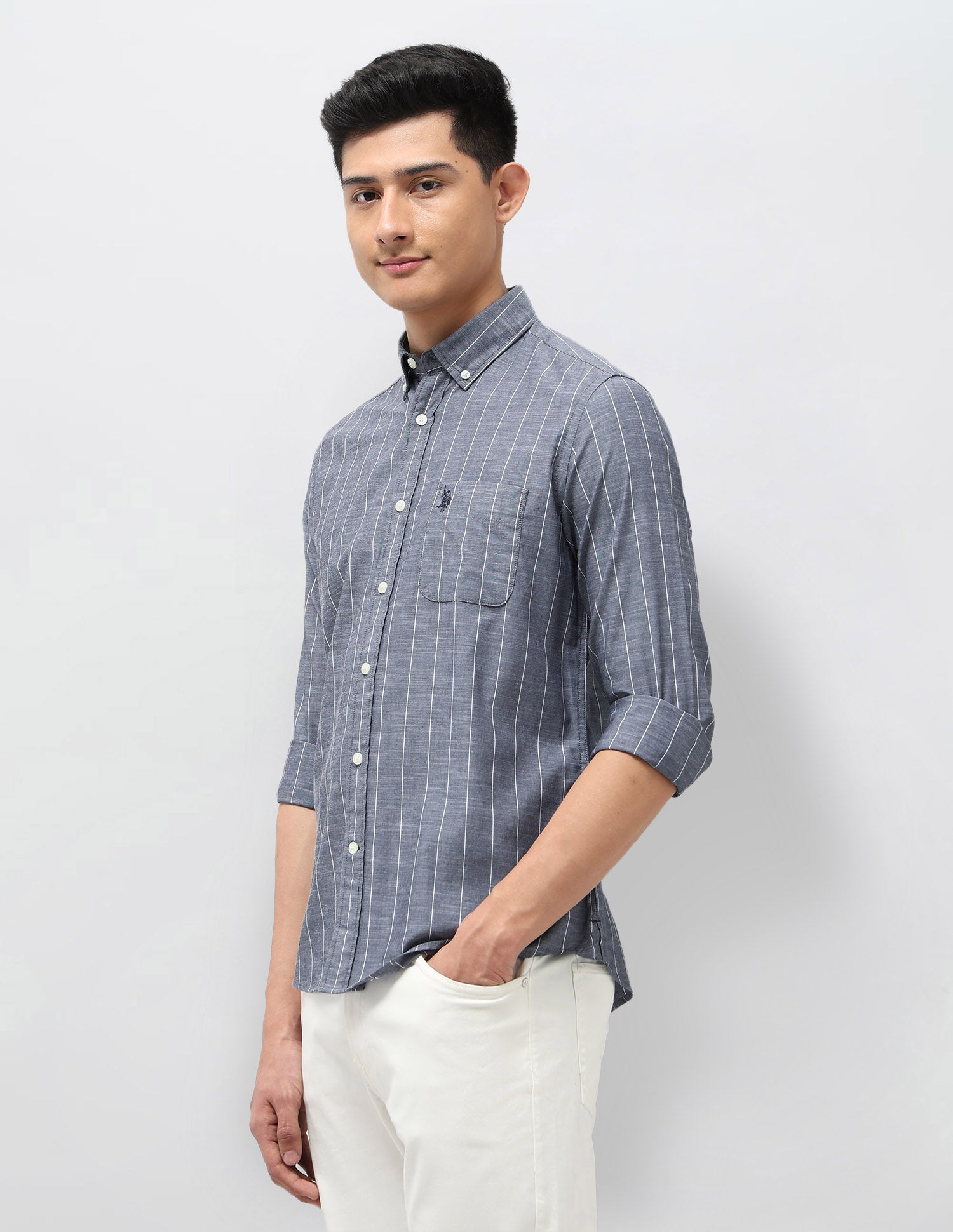 Vertical Striped Regular Fit Shirt Navy - U.S. POLO ASSN. | Large