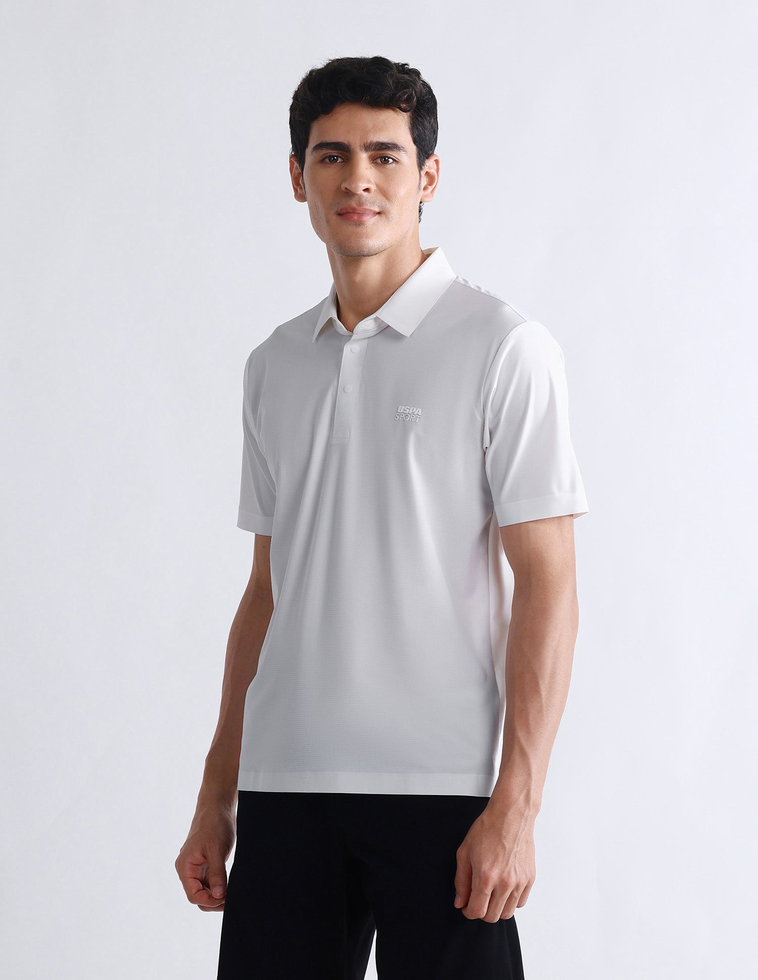 Textured Slim Fit Polo Shirt White - U.S. POLO ASSN. | Large