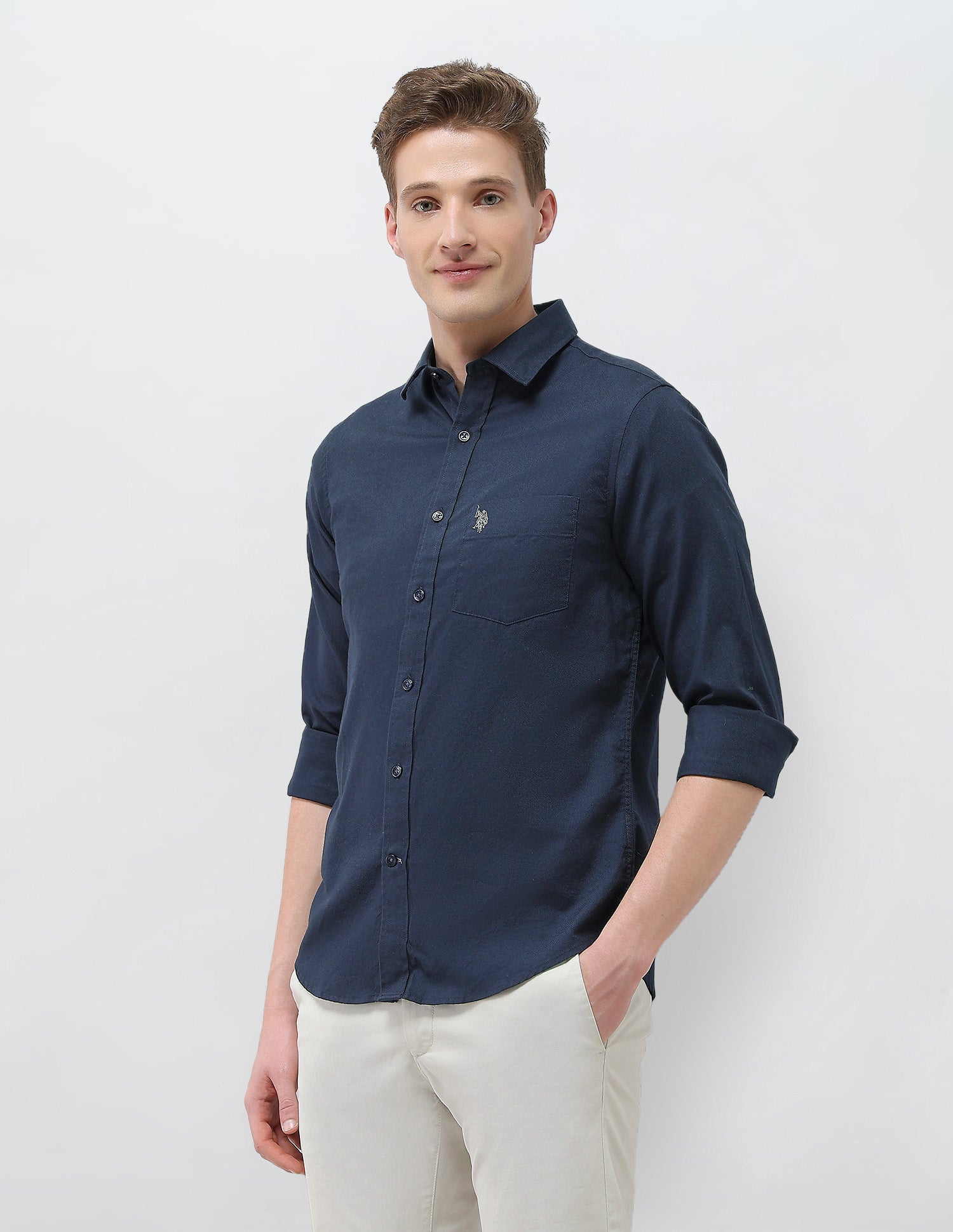 New Port Marina Dobby Shirt Navy - U.S. Polo Assn. India | Large