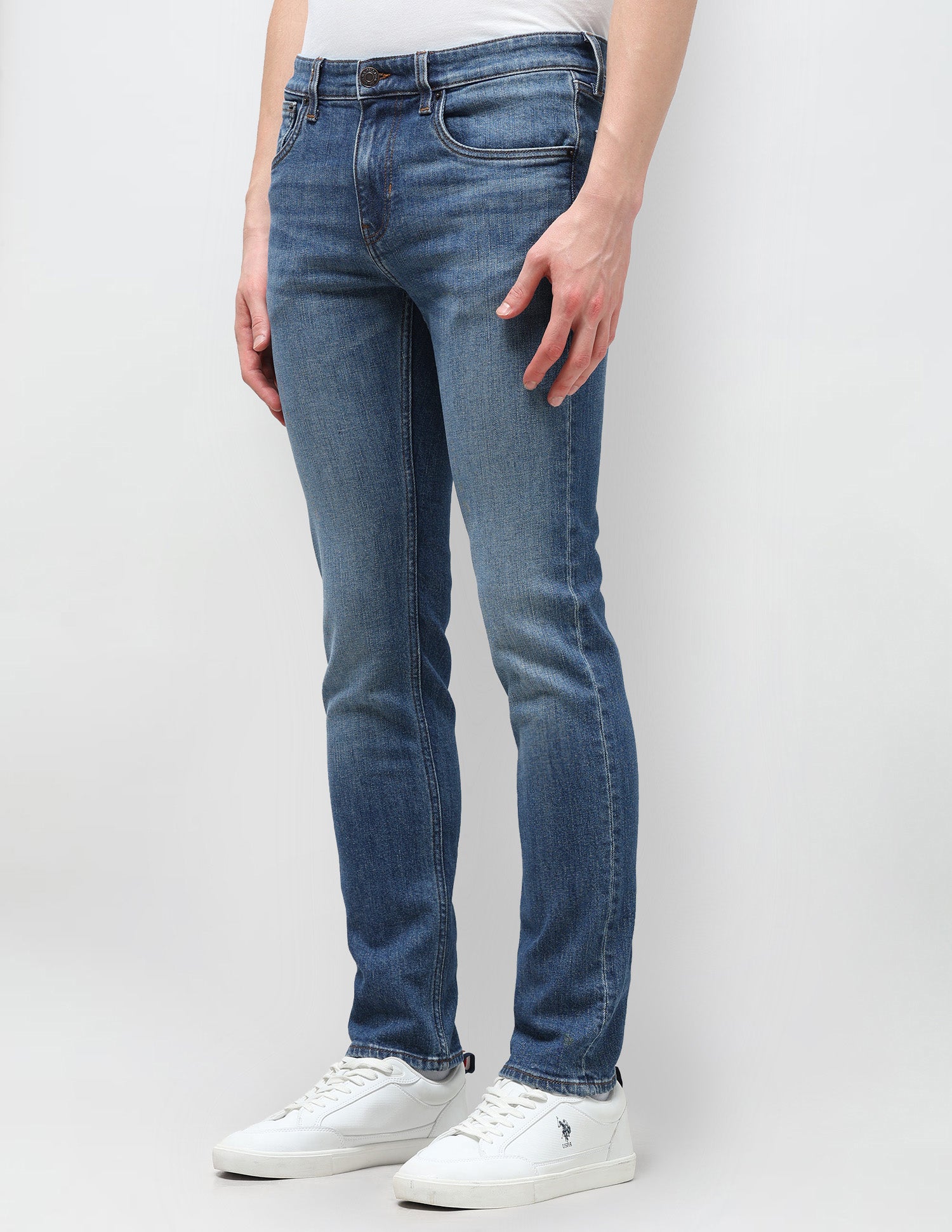 Regallo Skinny Fit Blue Jeans Mid Blue - U.S. Polo Assn. India | Large