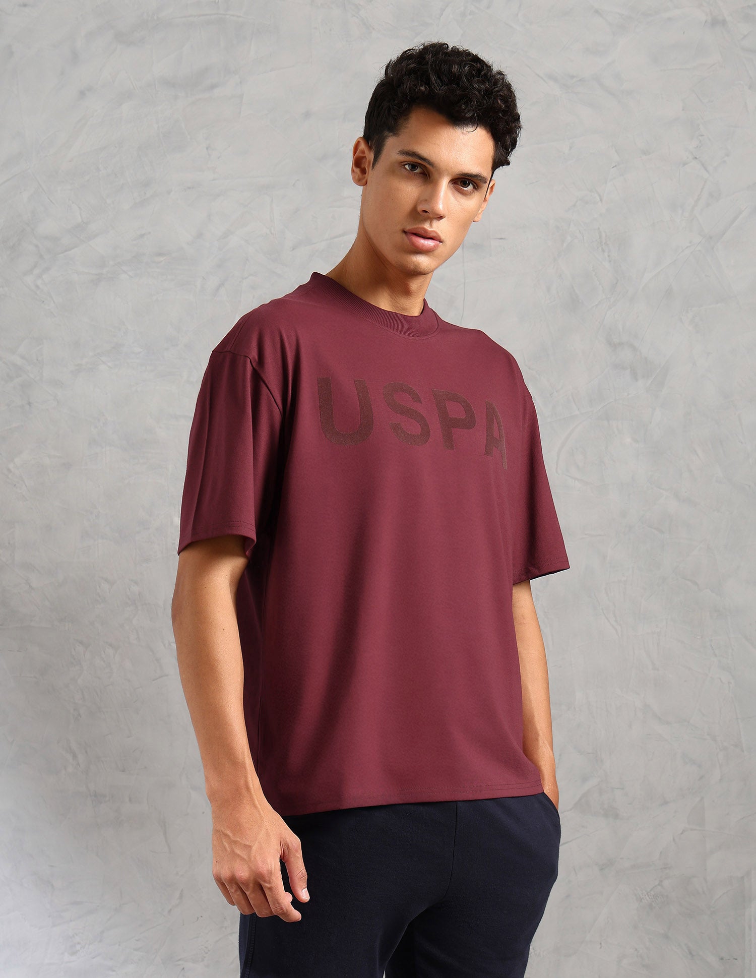 Brand Printed Comfort Fit OEE09 Lounge T-Shirt - Pack Of 1 Oxblood Red - U.S. POLO ASSN. | Large