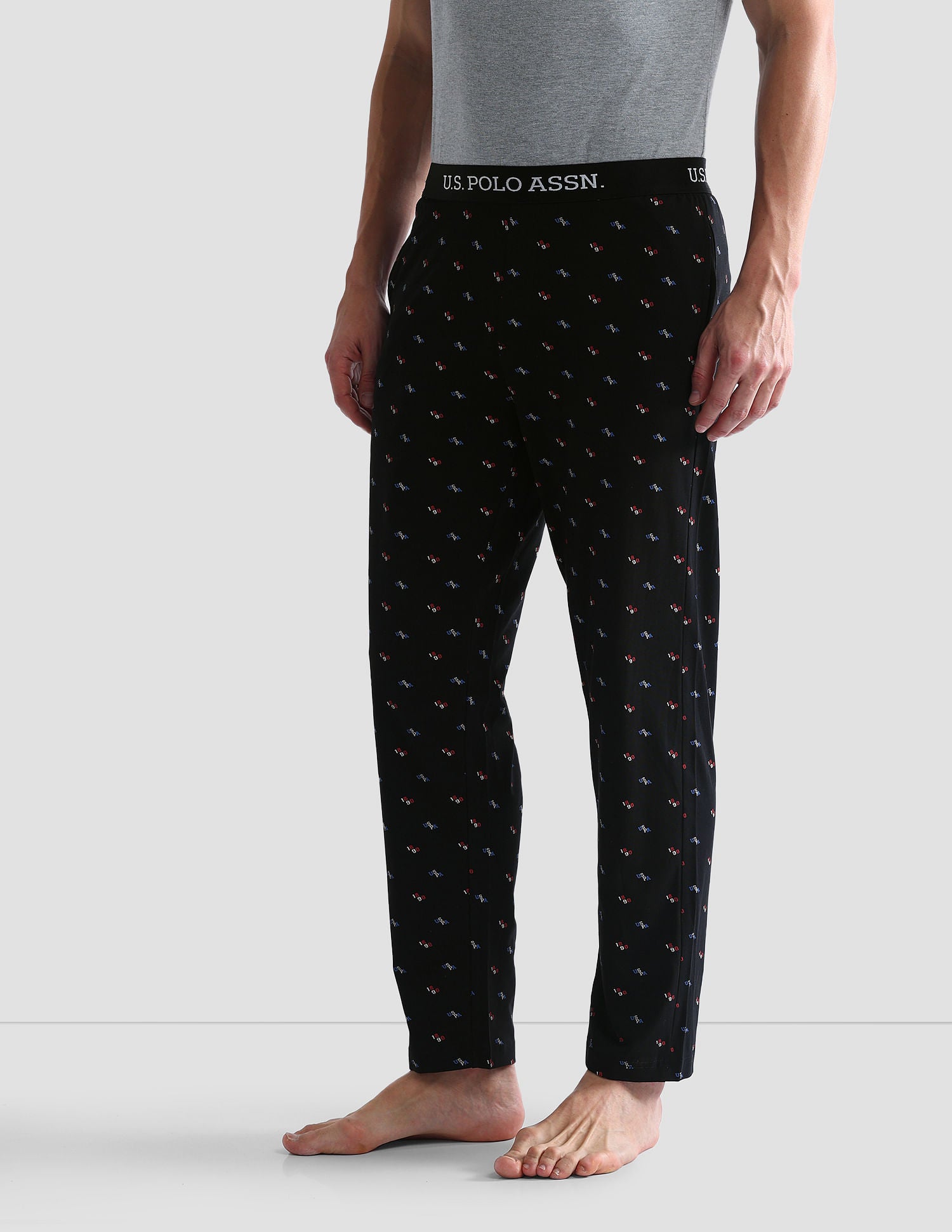 All Over Print OELP3 Lounge Pants - Pack Of 1 Black - U.S. POLO ASSN. | Large