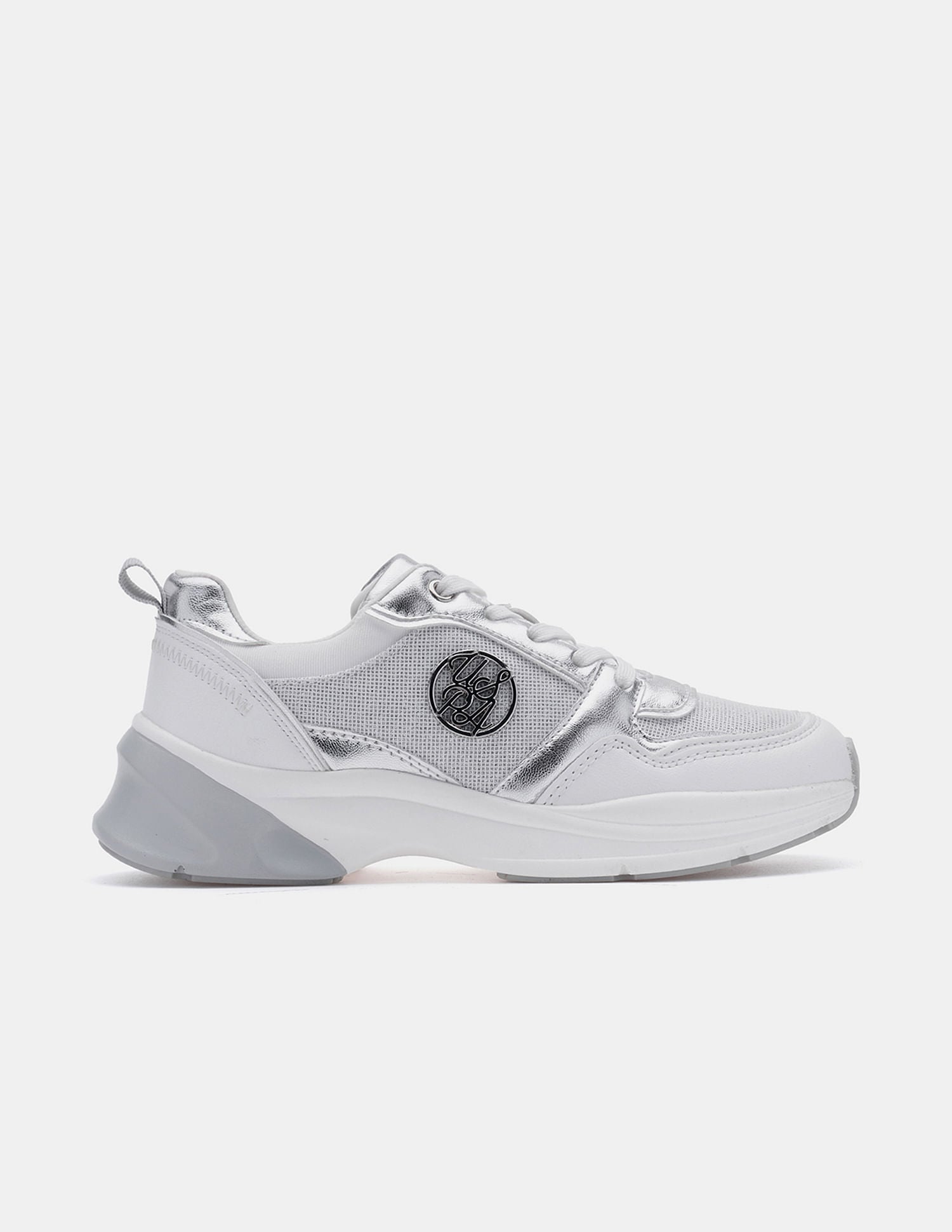 Women Lace Up Ginevra Sneakers Silver - U.S. POLO ASSN. | Large