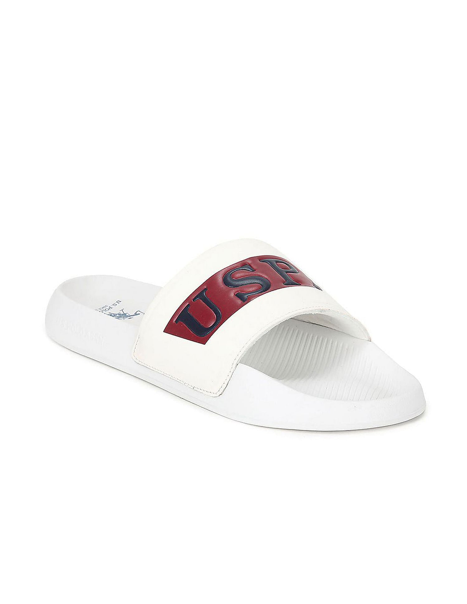 Men Brand Print Harvey 6.0 Slides White - U.S. Polo Assn. India | Large
