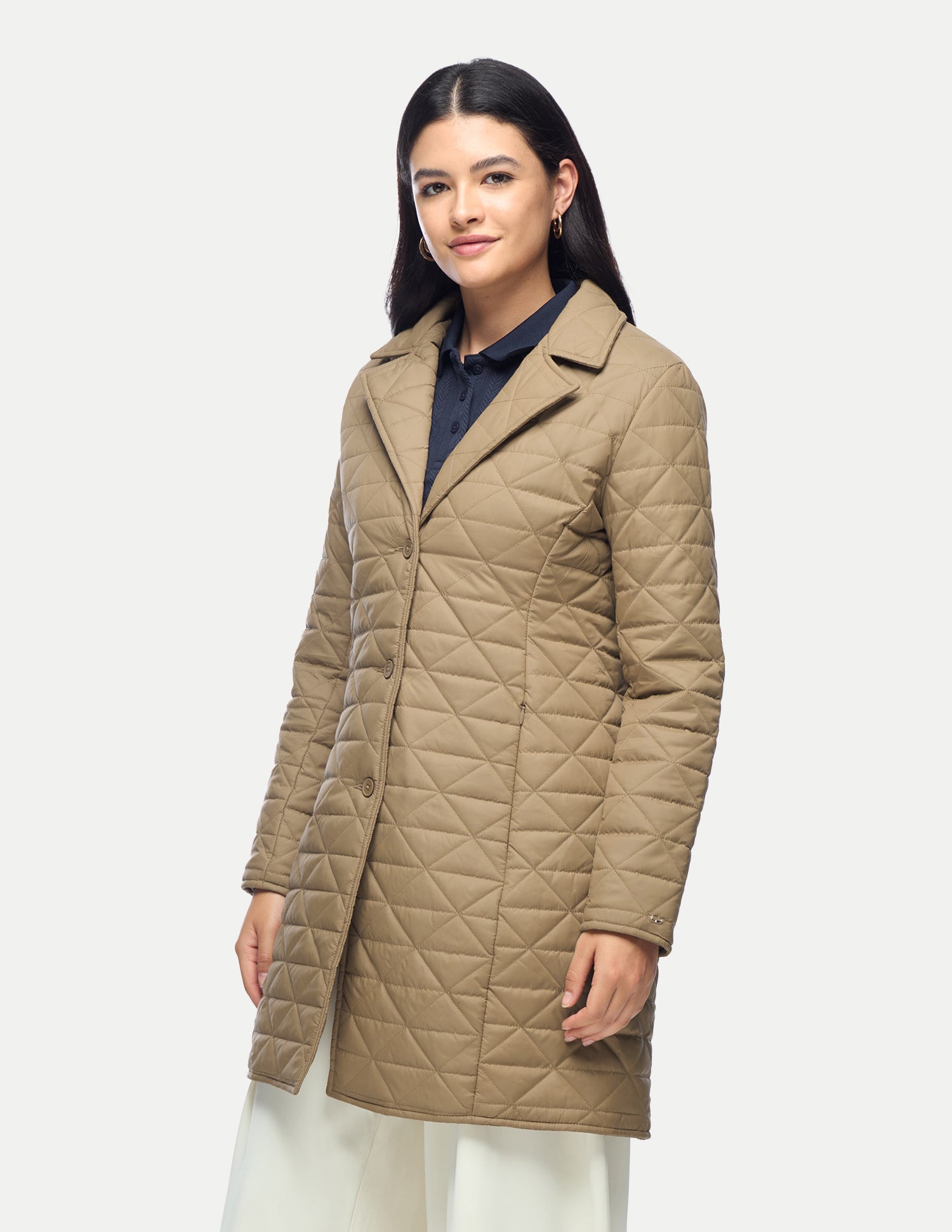 Solid Longline Quilted Jacket Beige - U.S. Polo Assn. India | Large