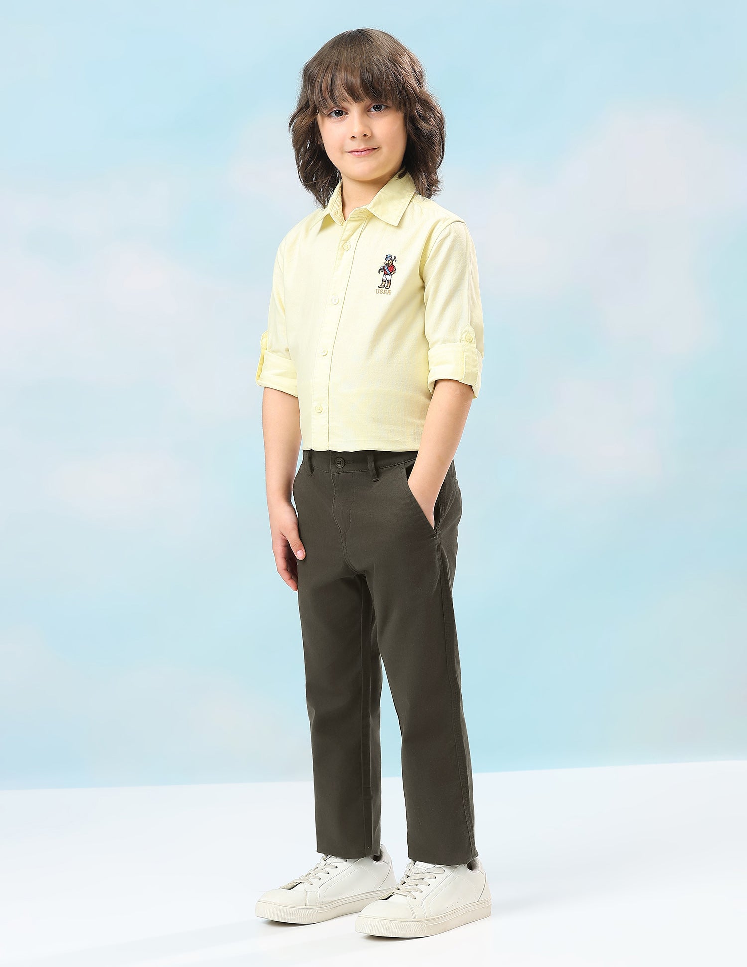 Mid Rise Twill Trousers Olive - U.S. Polo Assn. India | Large