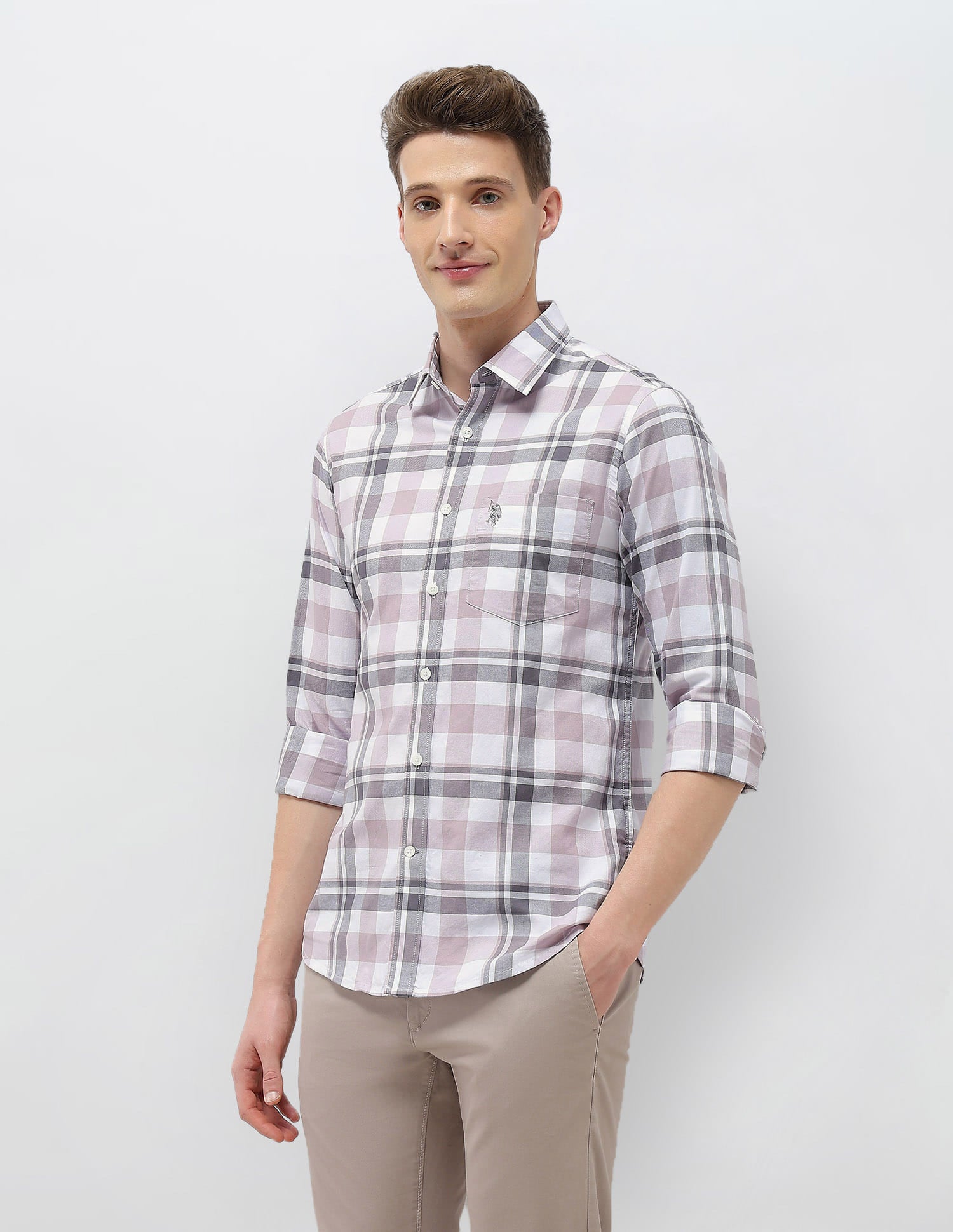 Casa De Campo Regular Fit Shirt Pink - U.S. Polo Assn. India | Large