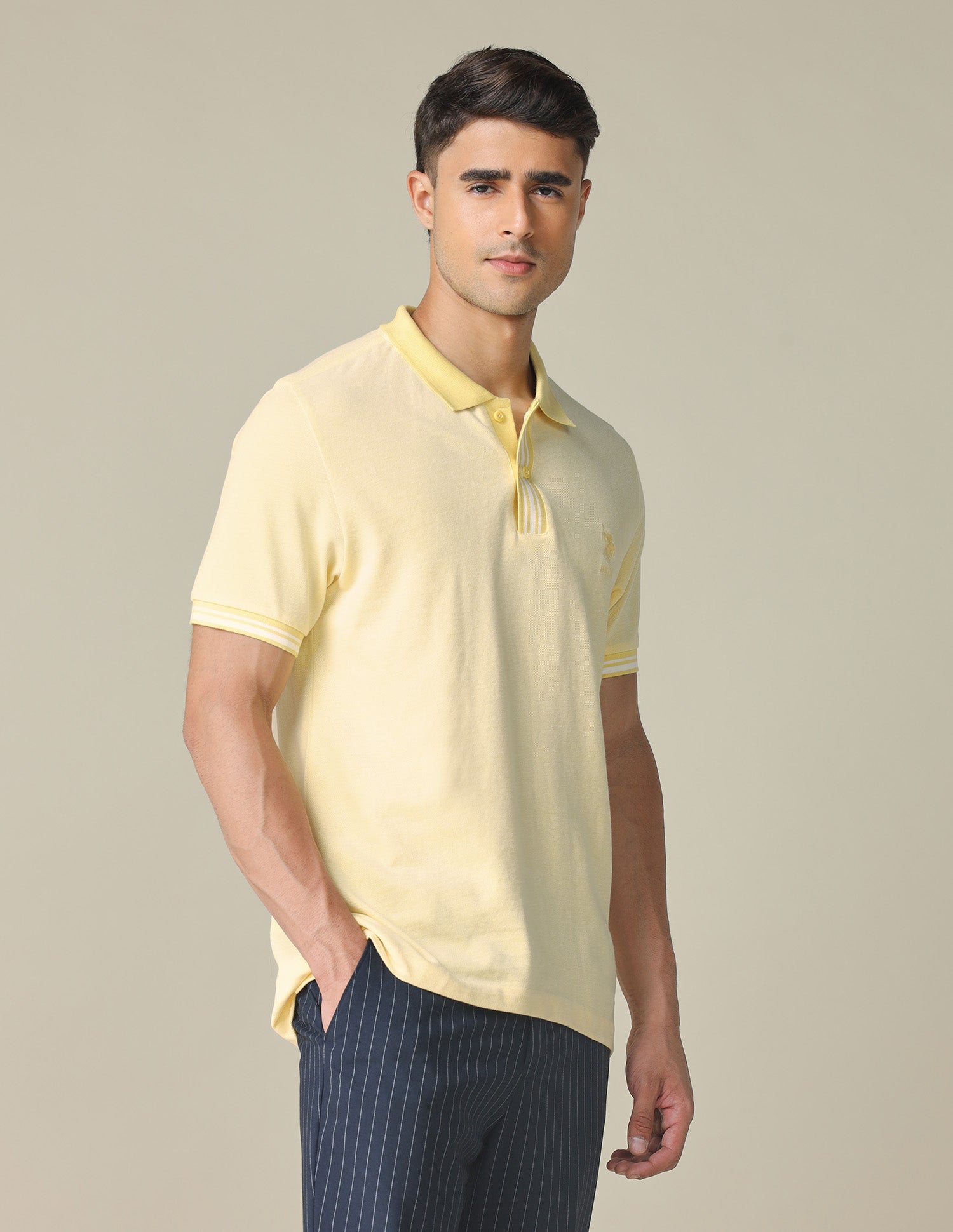 Pure Cotton Regular Fit Polo Shirt Light Yellow - U.S. POLO ASSN. | Large