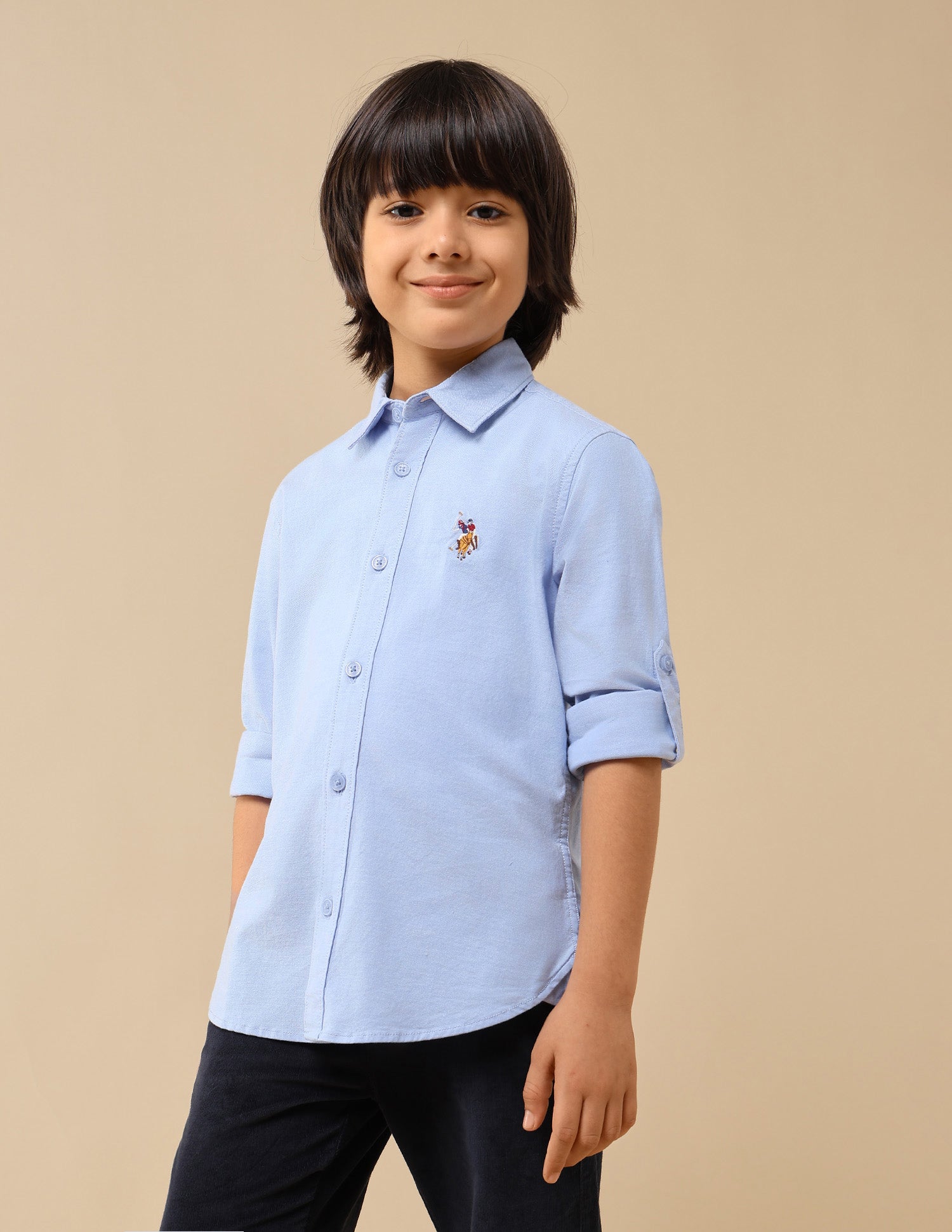 Boys Solid Oxford Shirt Light Blue - U.S. POLO ASSN. | Large
