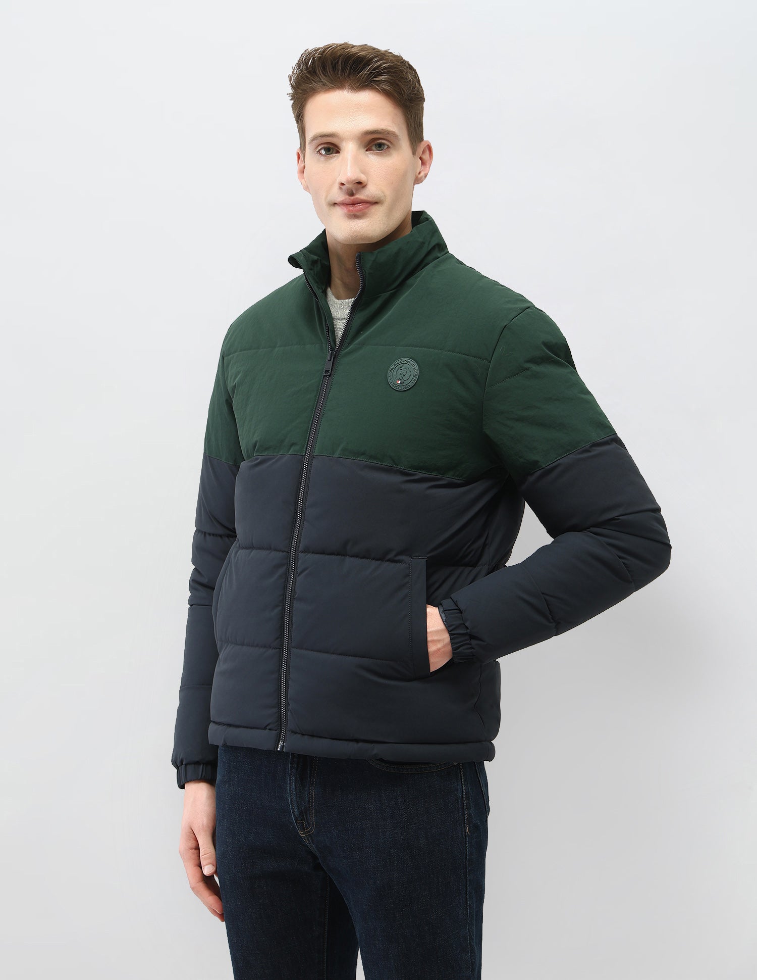 Colour Blocked Regular Fit Puffer Jacket Navy - U.S. Polo Assn. India | Large