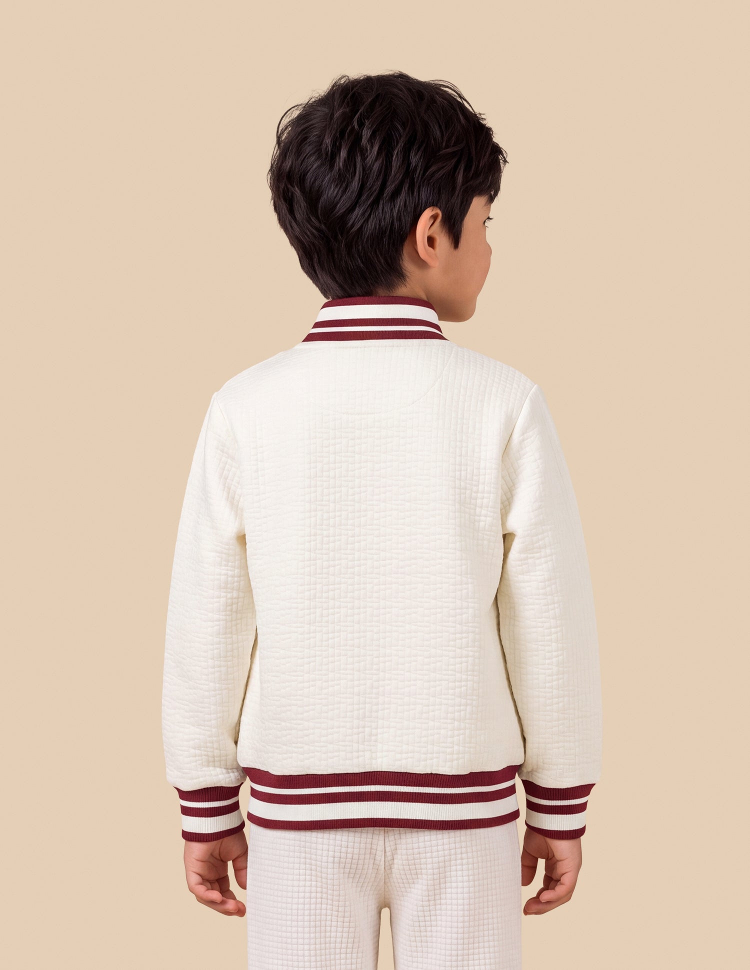 Solid Quilted Regular Fit Varsity Sweatshirt Ivory - U.S. Polo Assn. India | Large