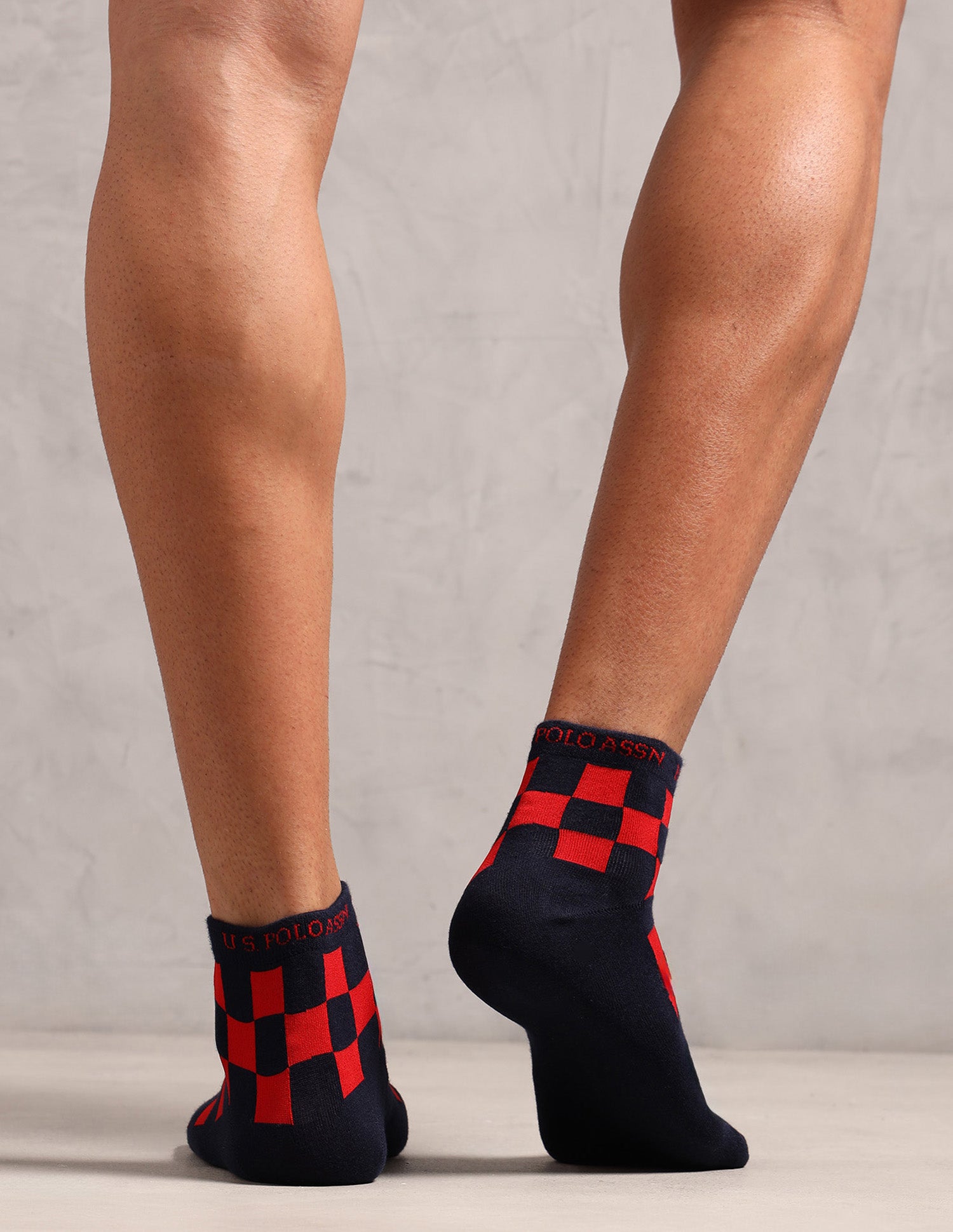 Ankle Length Cotton Stretch ES008 Socks - Pack Of 3 Navy, Navy, Black - U.S. POLO ASSN. | Large