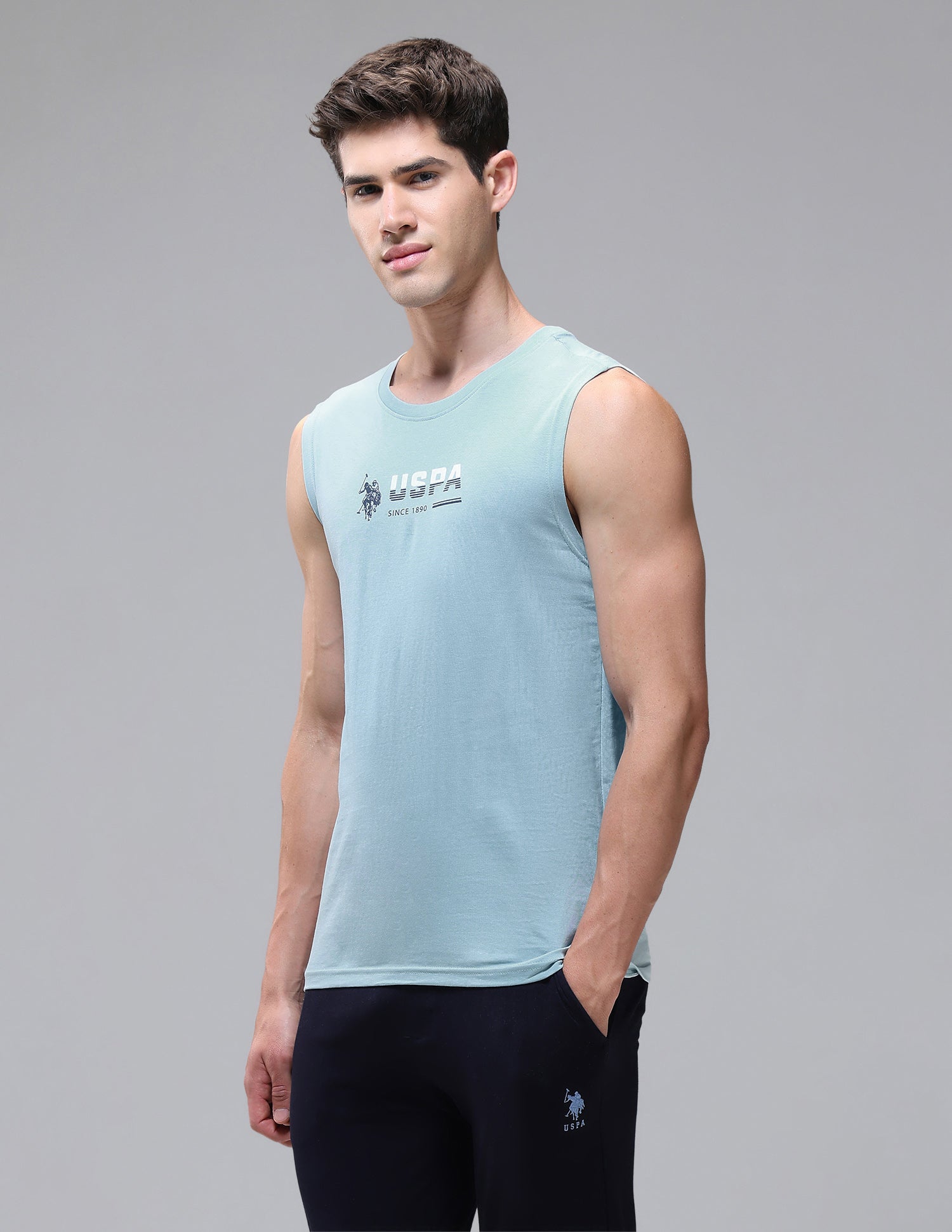 Solid Cotton OEV06 Vest - Pack Of 1 Lt Blue - U.S. Polo Assn. India | Large