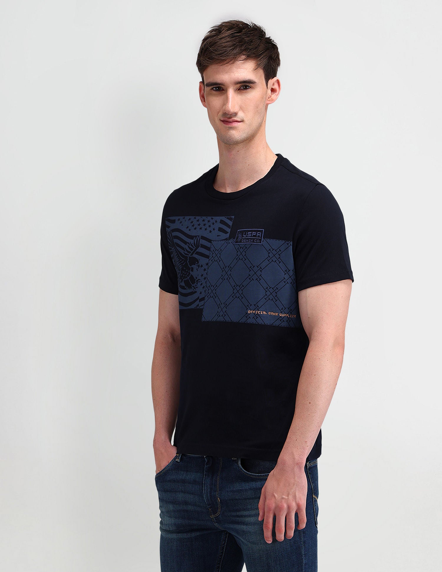 Muscle Fit Graphic T-Shirt Navy - U.S. Polo Assn. India | Large