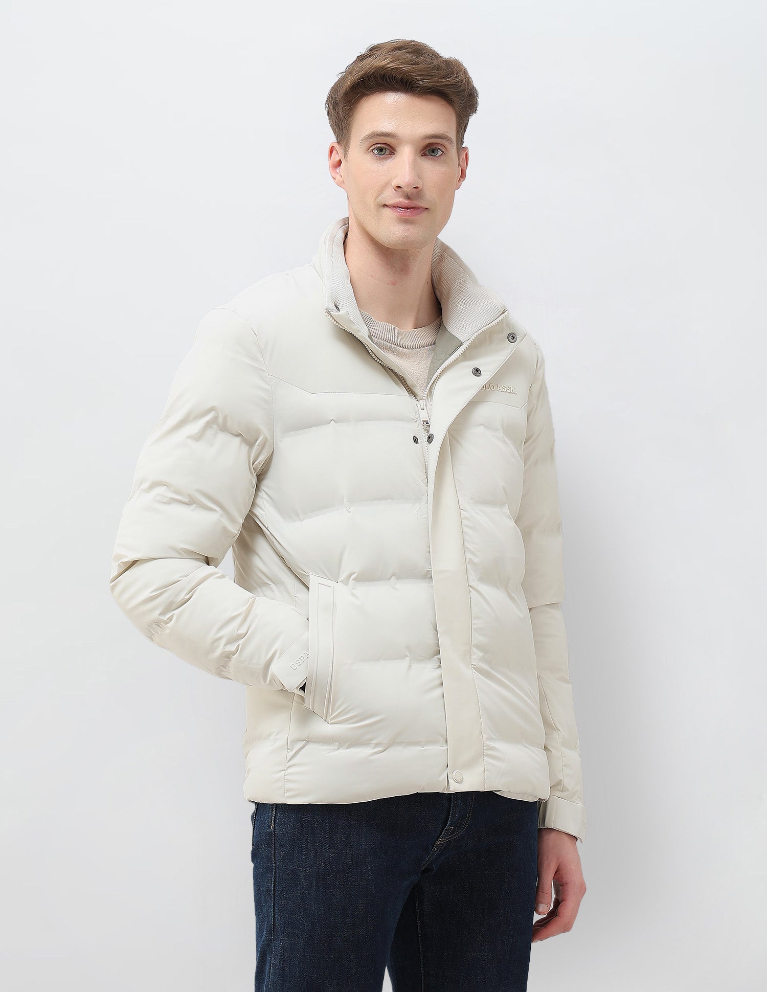 High Neck Regular Fit Smartheat Jacket Beige - U.S. POLO ASSN. | Large