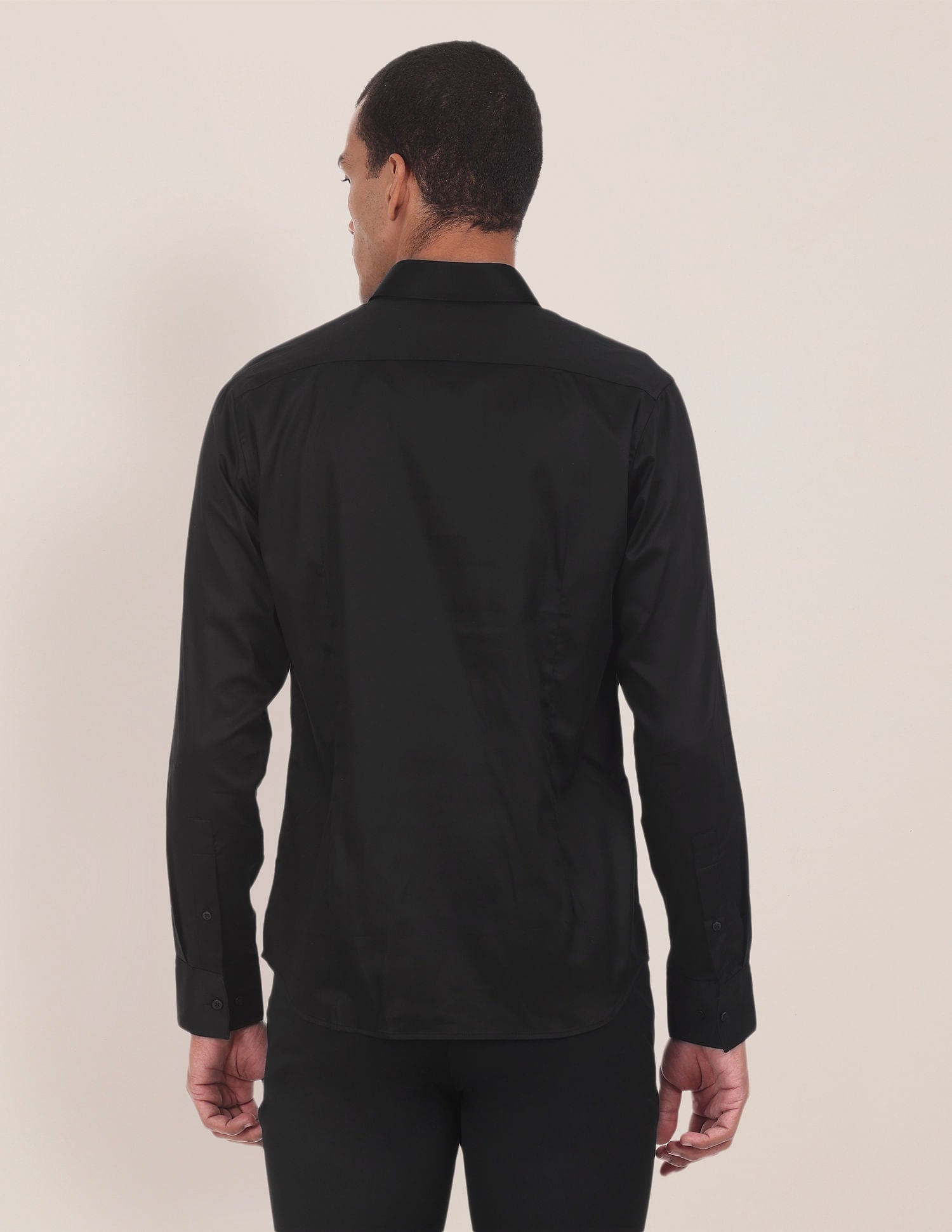 Barrel Cuff Cotton Stretch Shirt Black - U.S. POLO ASSN. | Large